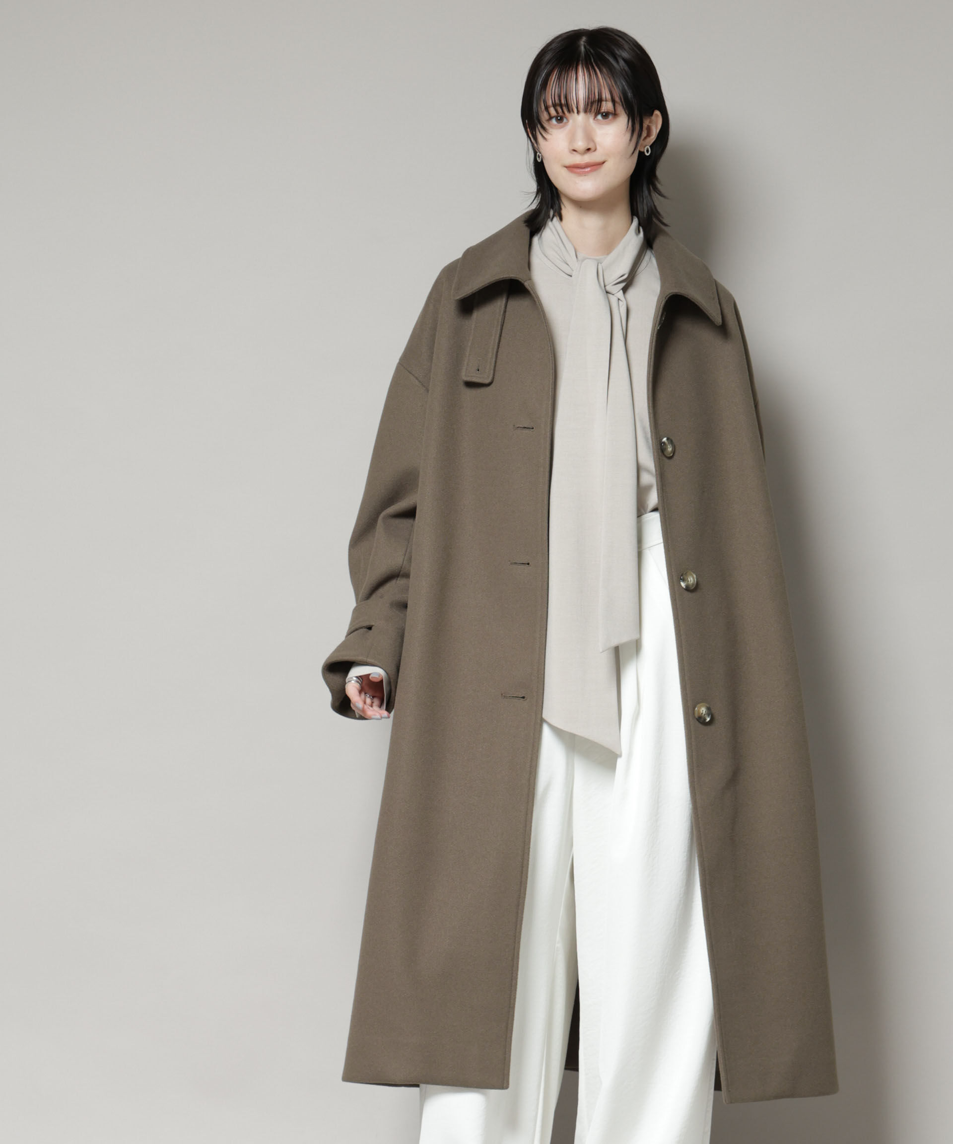 nano･universe「メルトンジャージーステンカラーコート」|その他|