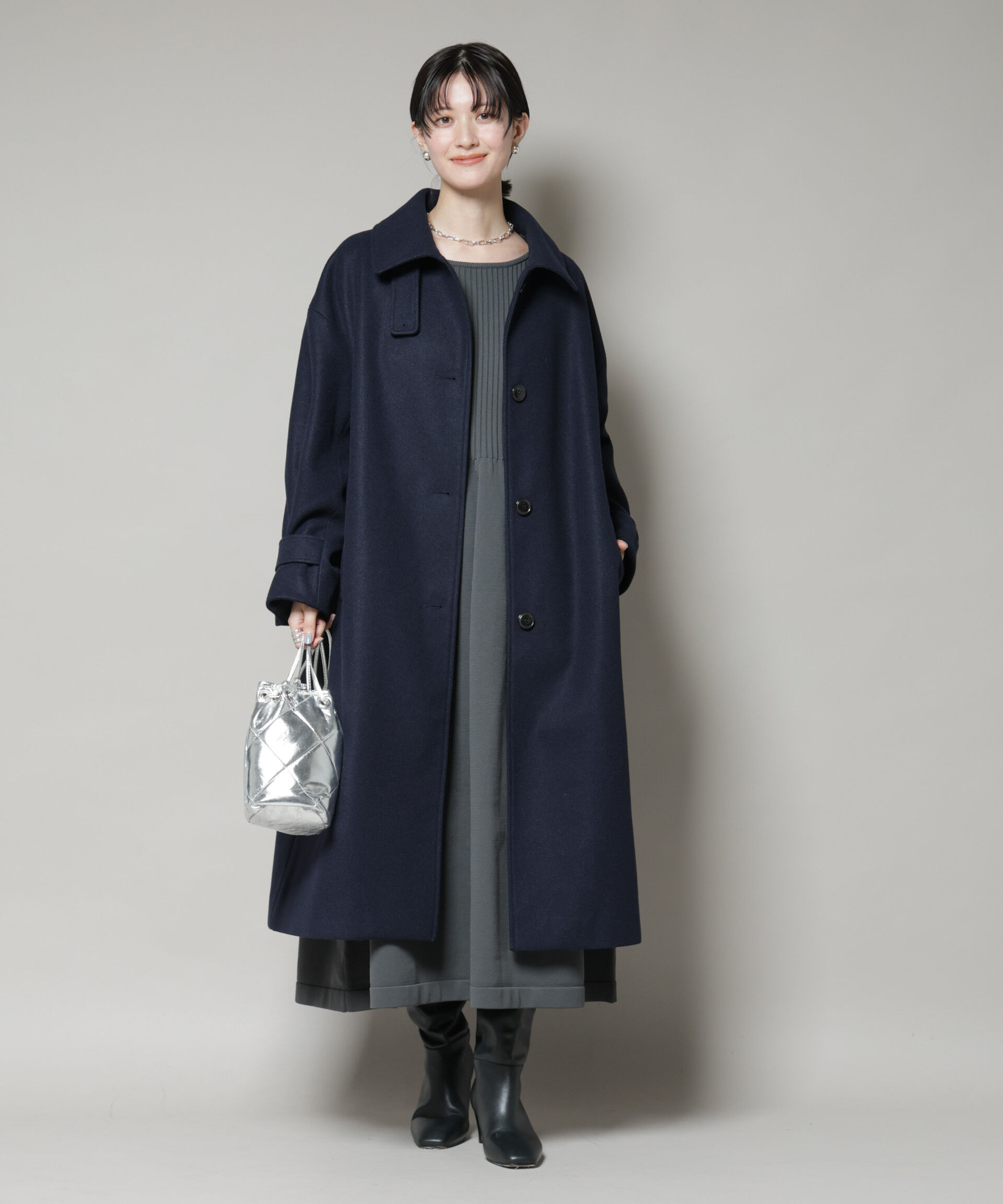 nano･universe「メルトンジャージーステンカラーコート」|その他|D.ネイビー1