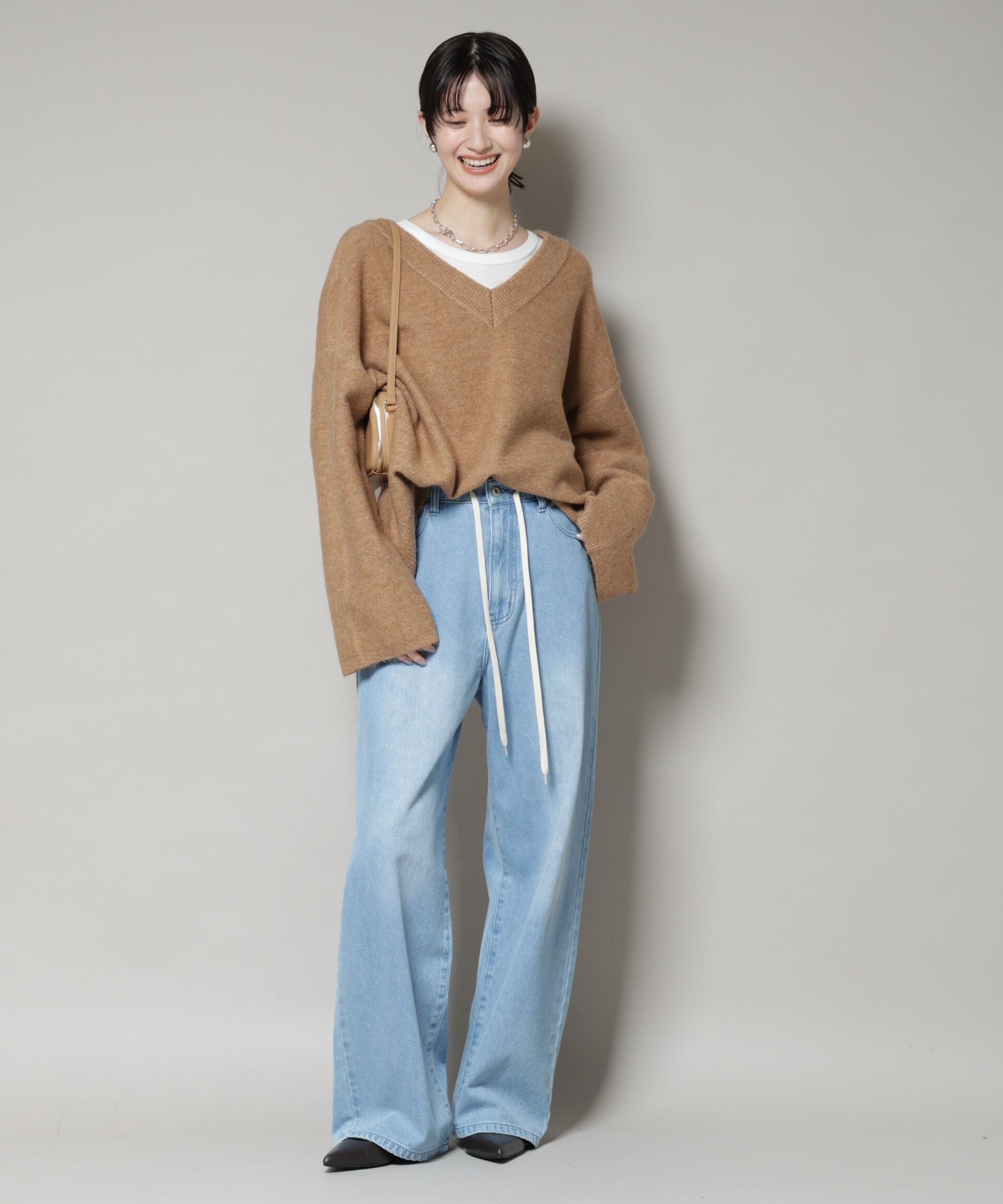 nano･universe「Vネックワイドシルエット圧縮ニット」|ニット・セーター|