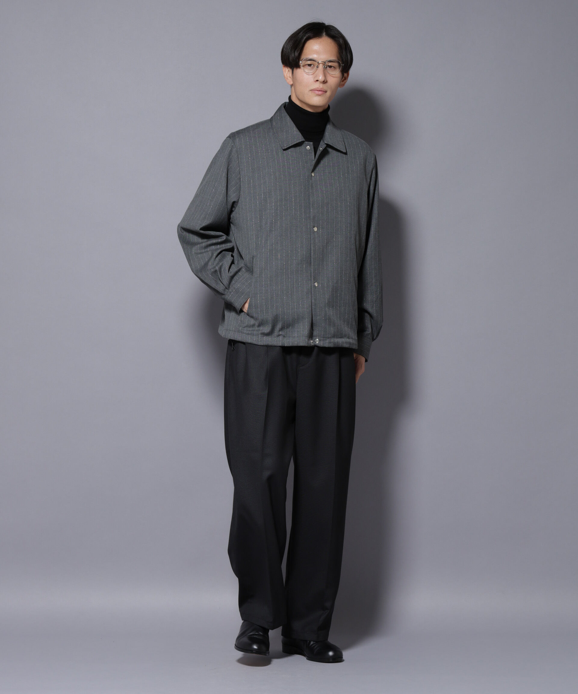 nano･universe「DELEGANTE エアリーサキソニーコーチジャケット」|ブルゾン・スタジャン|