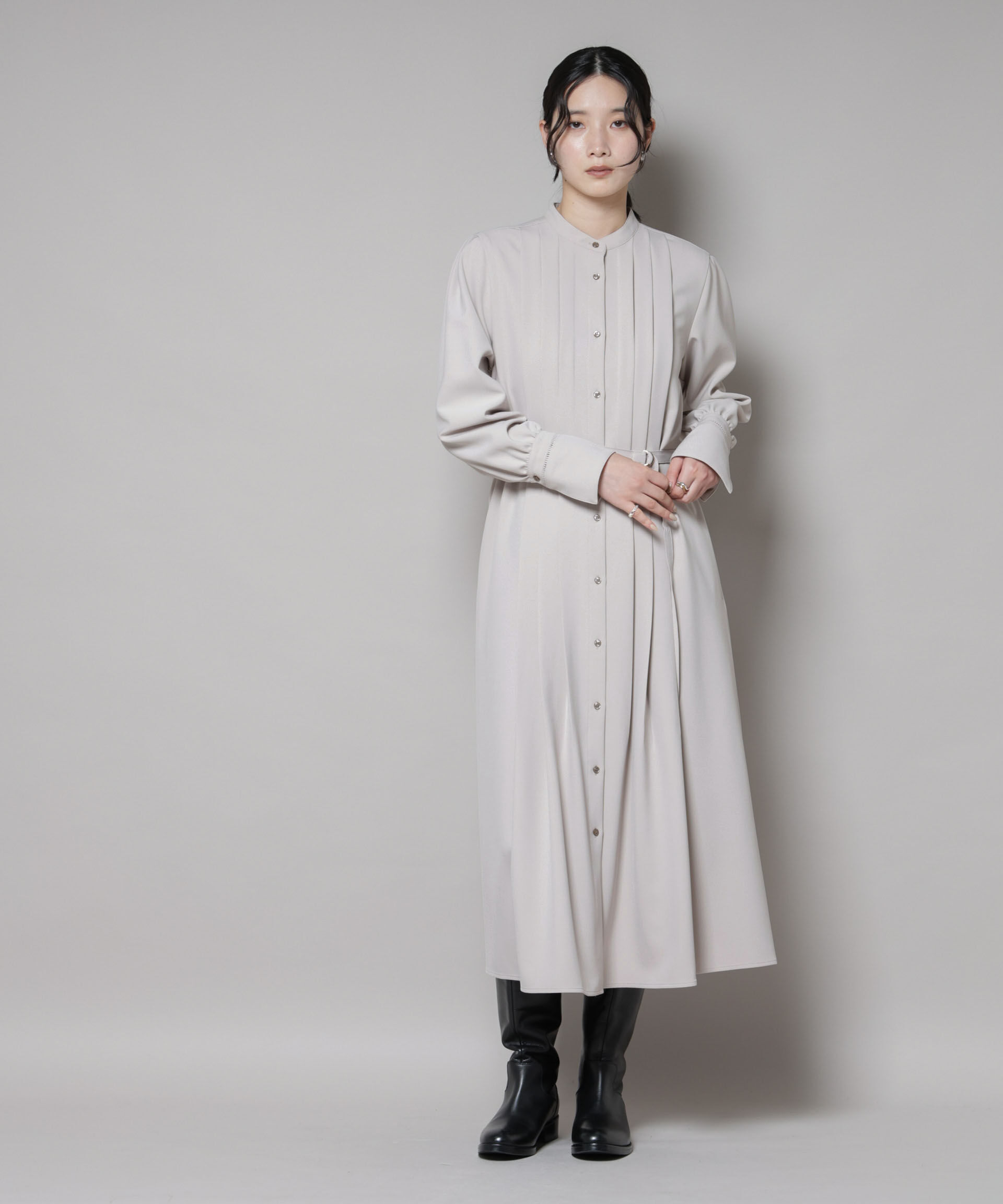 nano･universe「ダブルクロスベルト付きタックワンピース」|ワンピース|