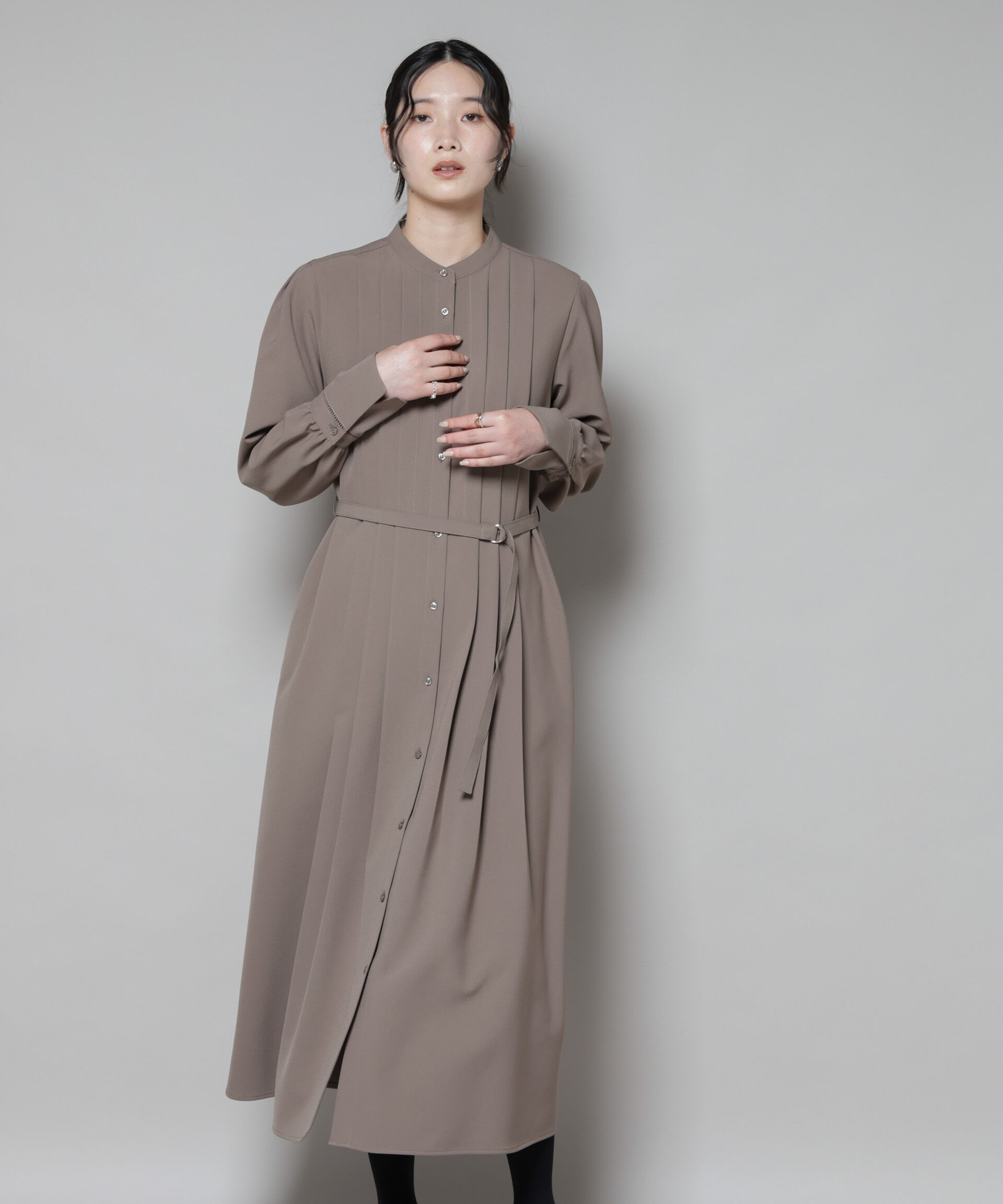 nano･universe「ダブルクロスベルト付きタックワンピース」|ワンピース|