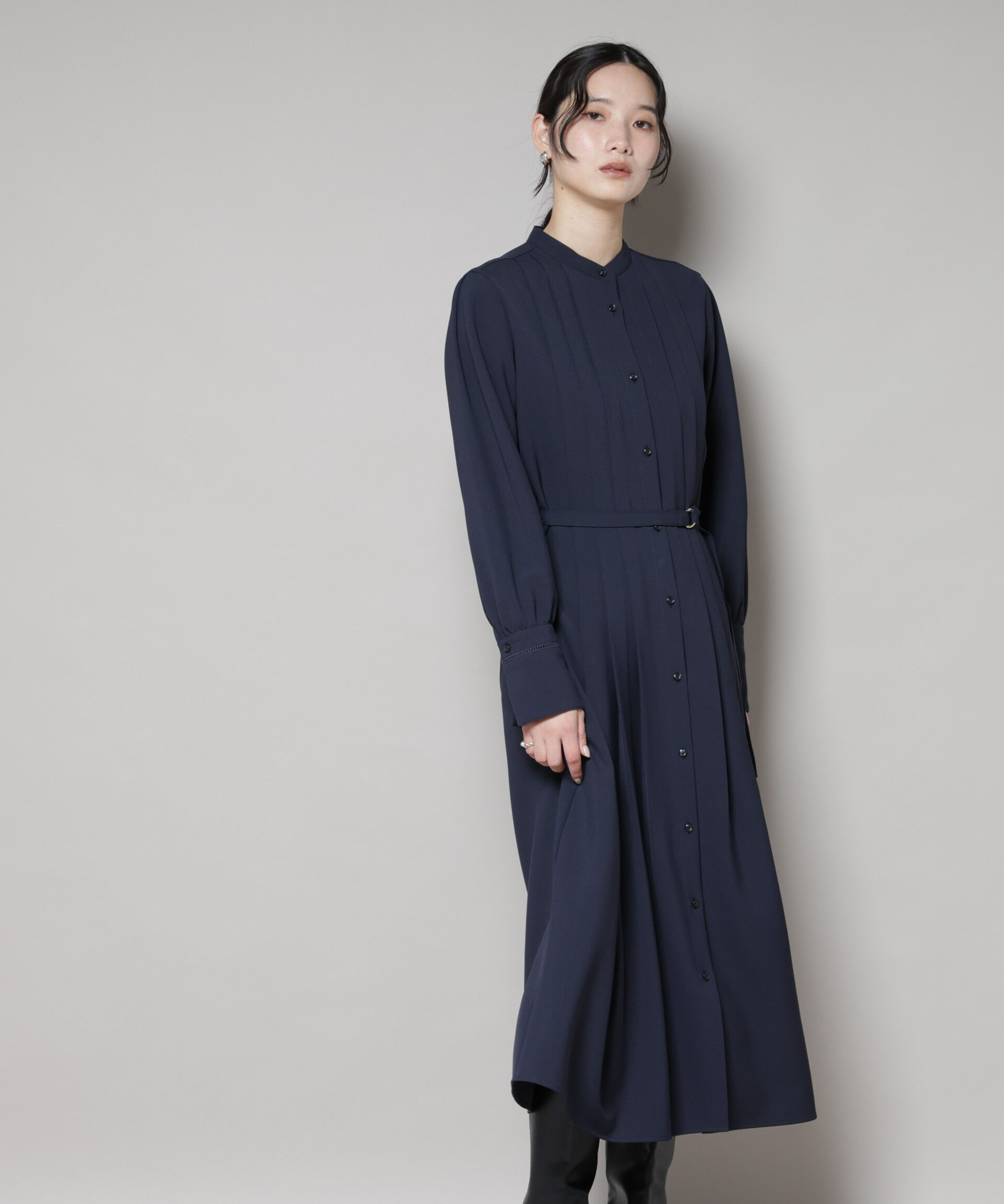 nano･universe「ダブルクロスベルト付きタックワンピース」|ワンピース|