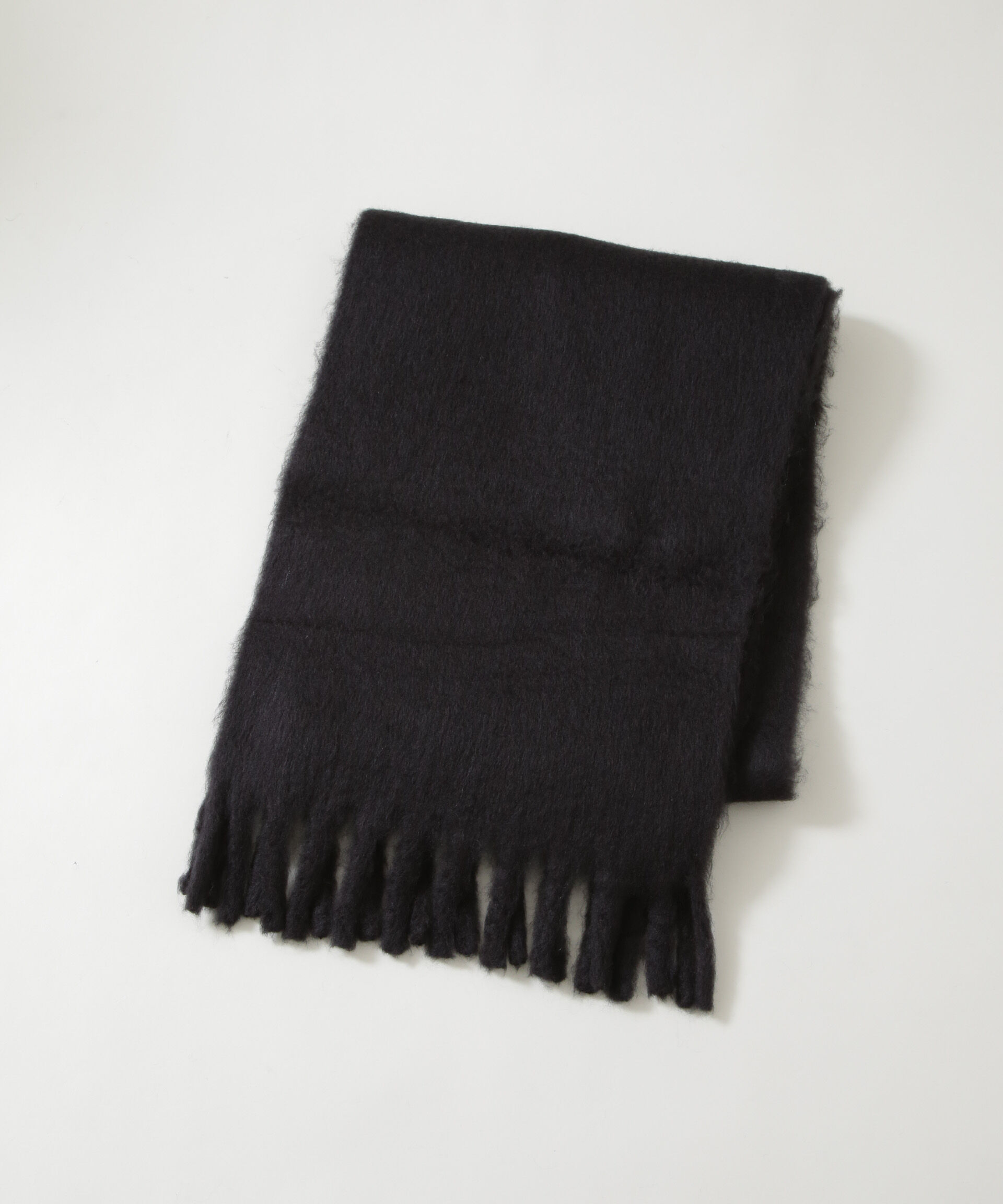 nano･universe「ボリュームフリンジマフラー / ソリッド」|マフラー|ブラック