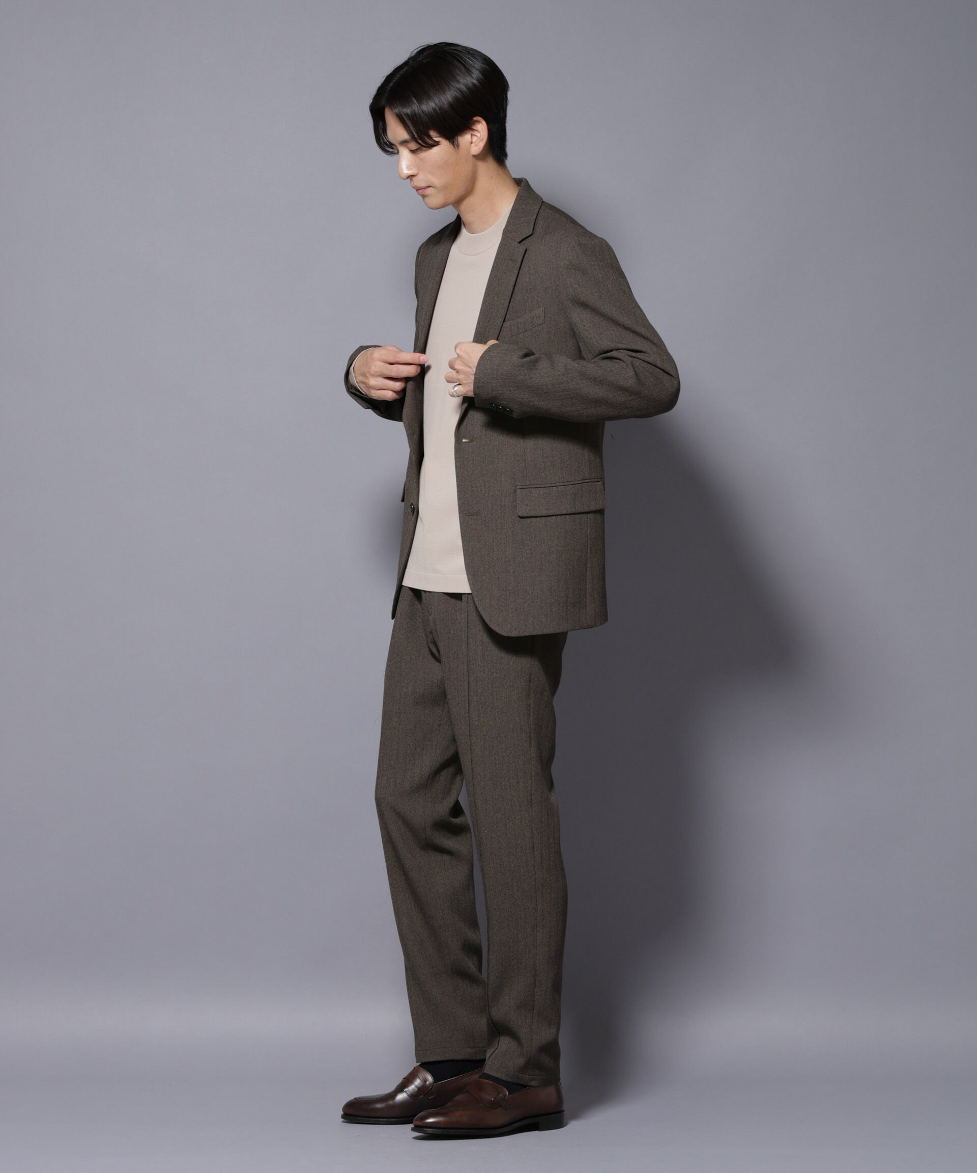 nano･universe「｢N JACKET BASIC｣ 洗えるMIXツイードストレッチジャケット(セットアップ可)」|スーツ|