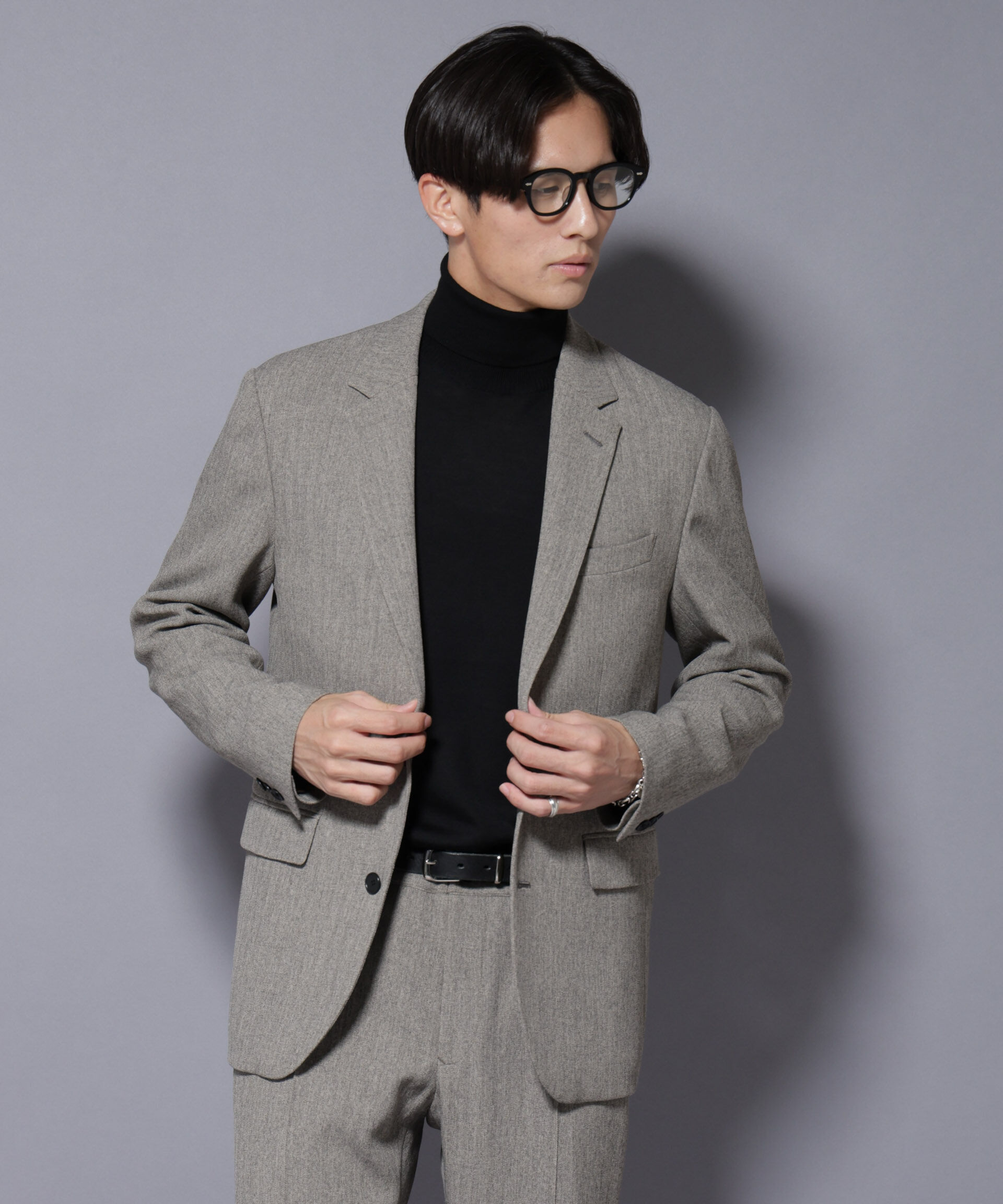 nano･universe「｢N JACKET BASIC｣ 洗えるMIXツイードストレッチジャケット(セットアップ可)」|スーツ|モカベージュ7