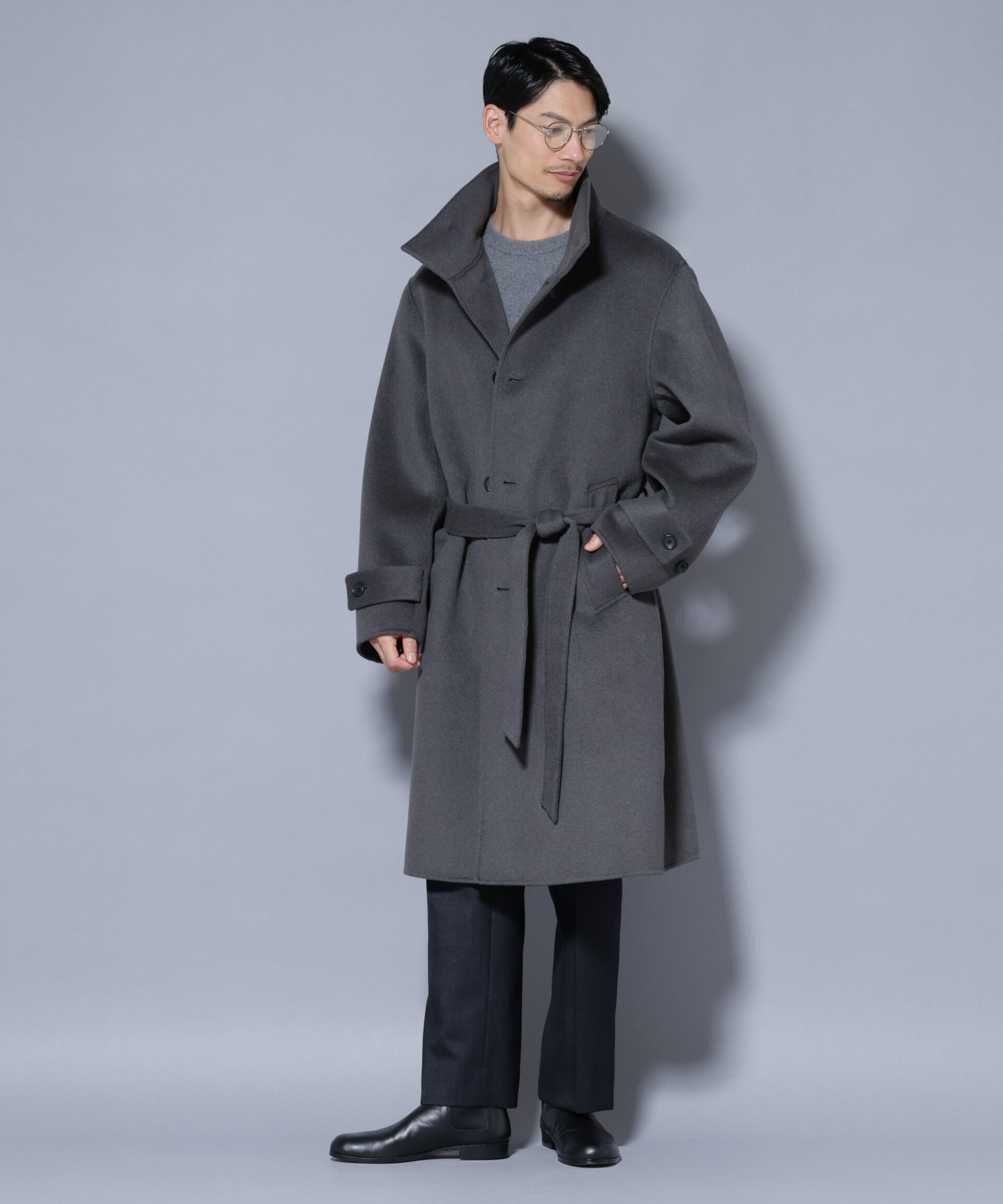 nano･universe「ウールリバースタンドベルテッドコート」|その他|カーキグレー5