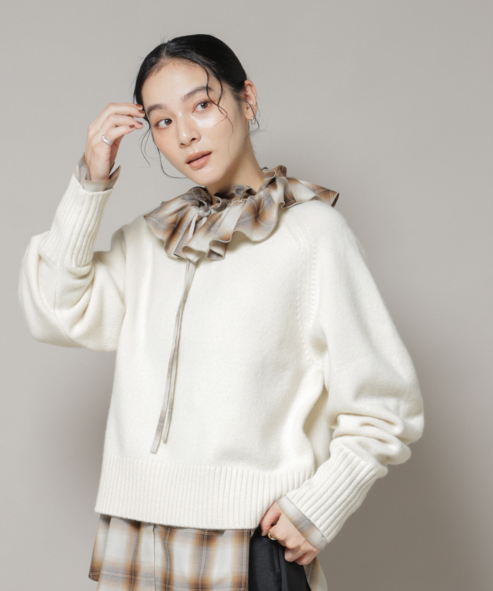 nano･universe「AQUAウールカシミヤクルーネックニットプルオーバー」|ニット・セーター|