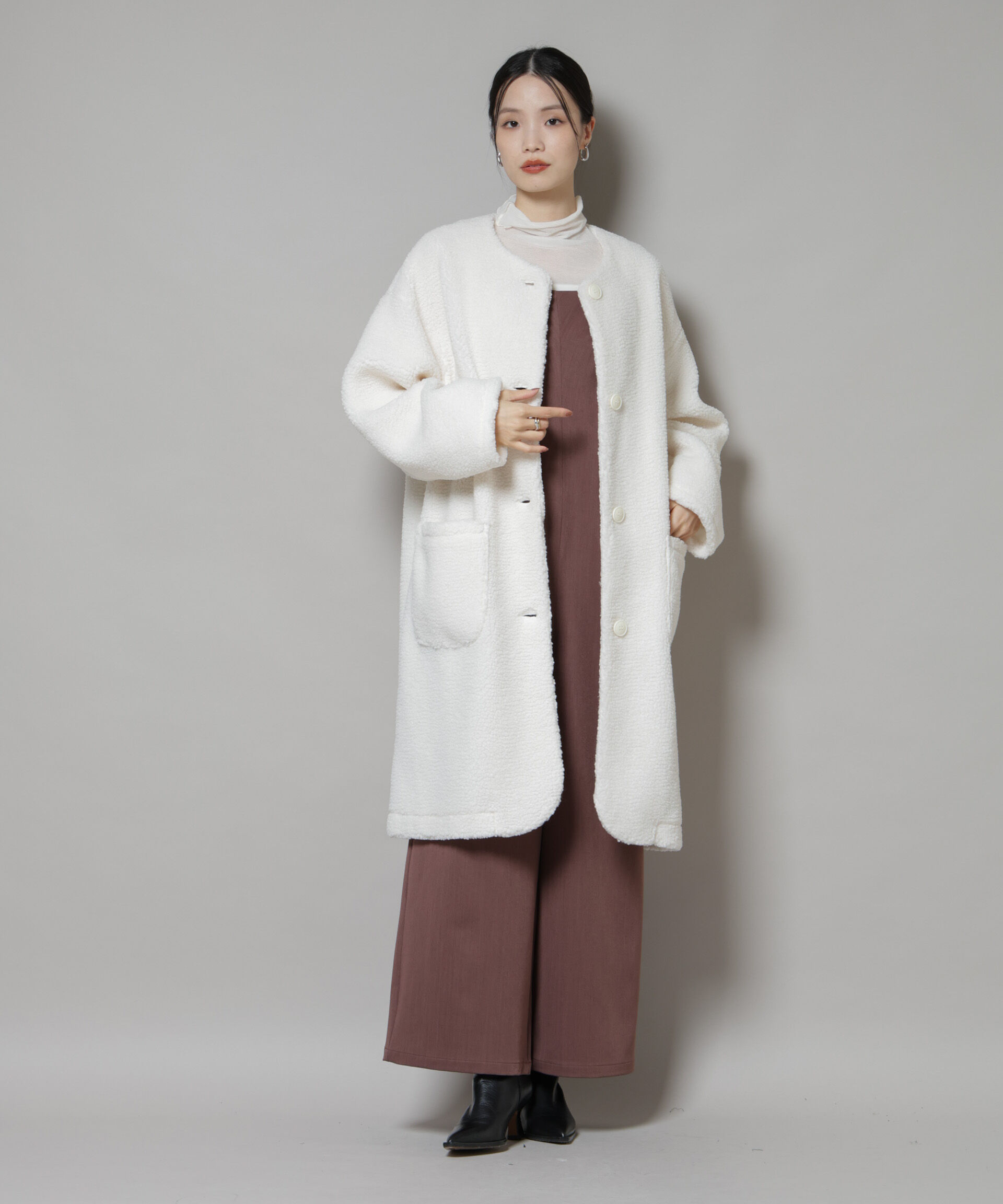 nano･universe「ソフトボアノーカラーコート」|その他|