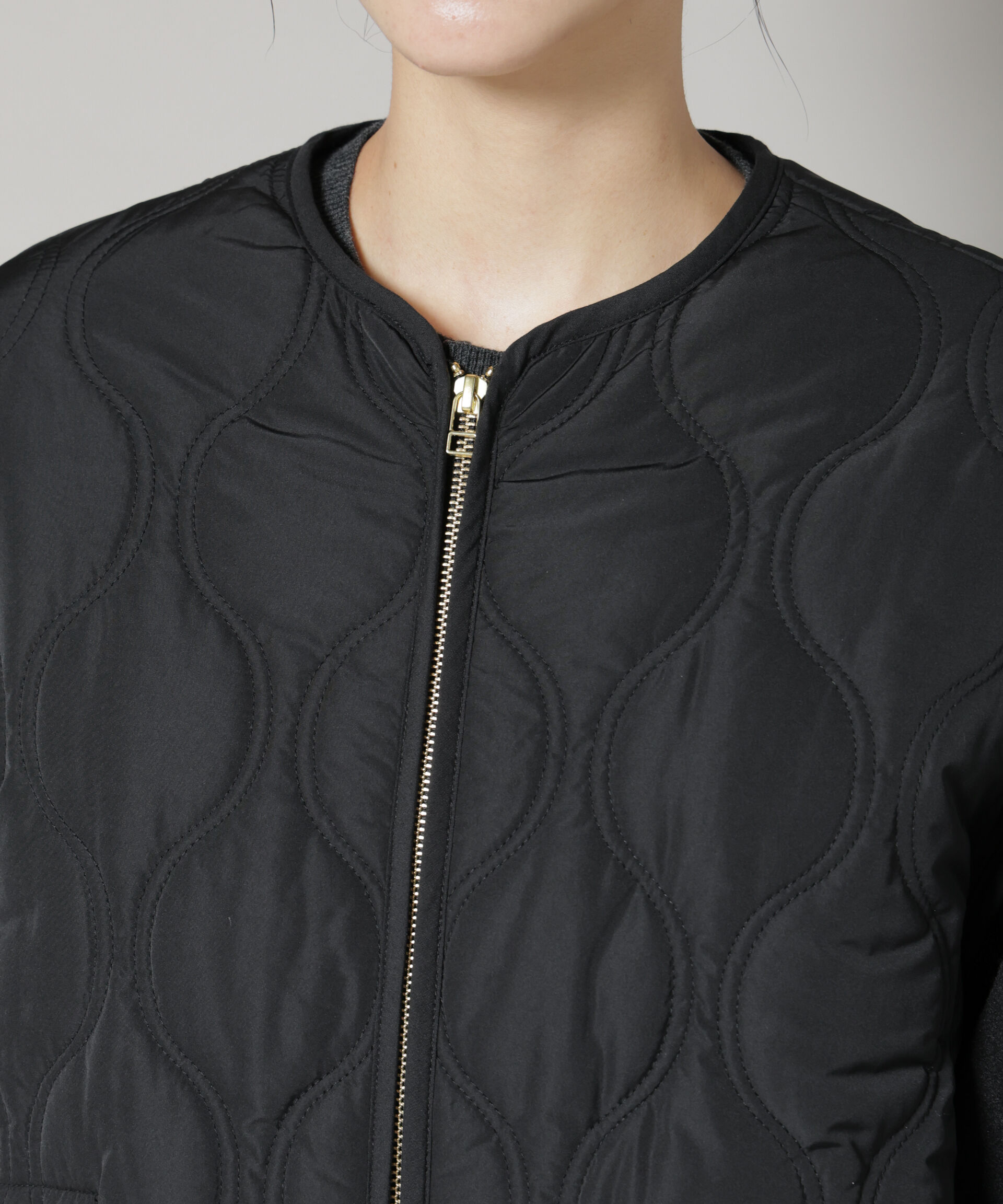 nano･universe「異素材コンビキルティングノーカラーコート」|その他|