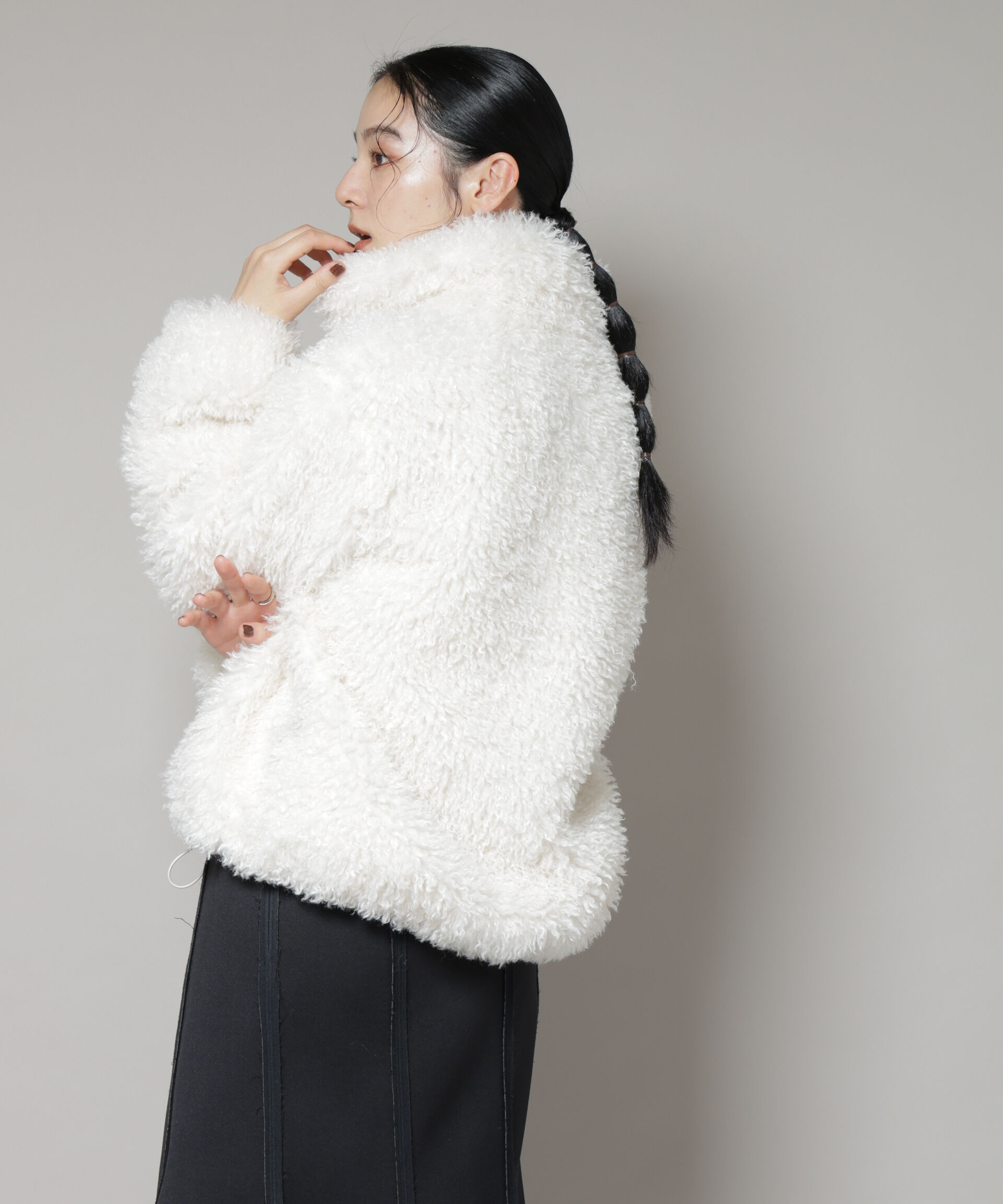 nano･universe「カーリーファースタンドブルゾン」|ブルゾン・スタジャン|