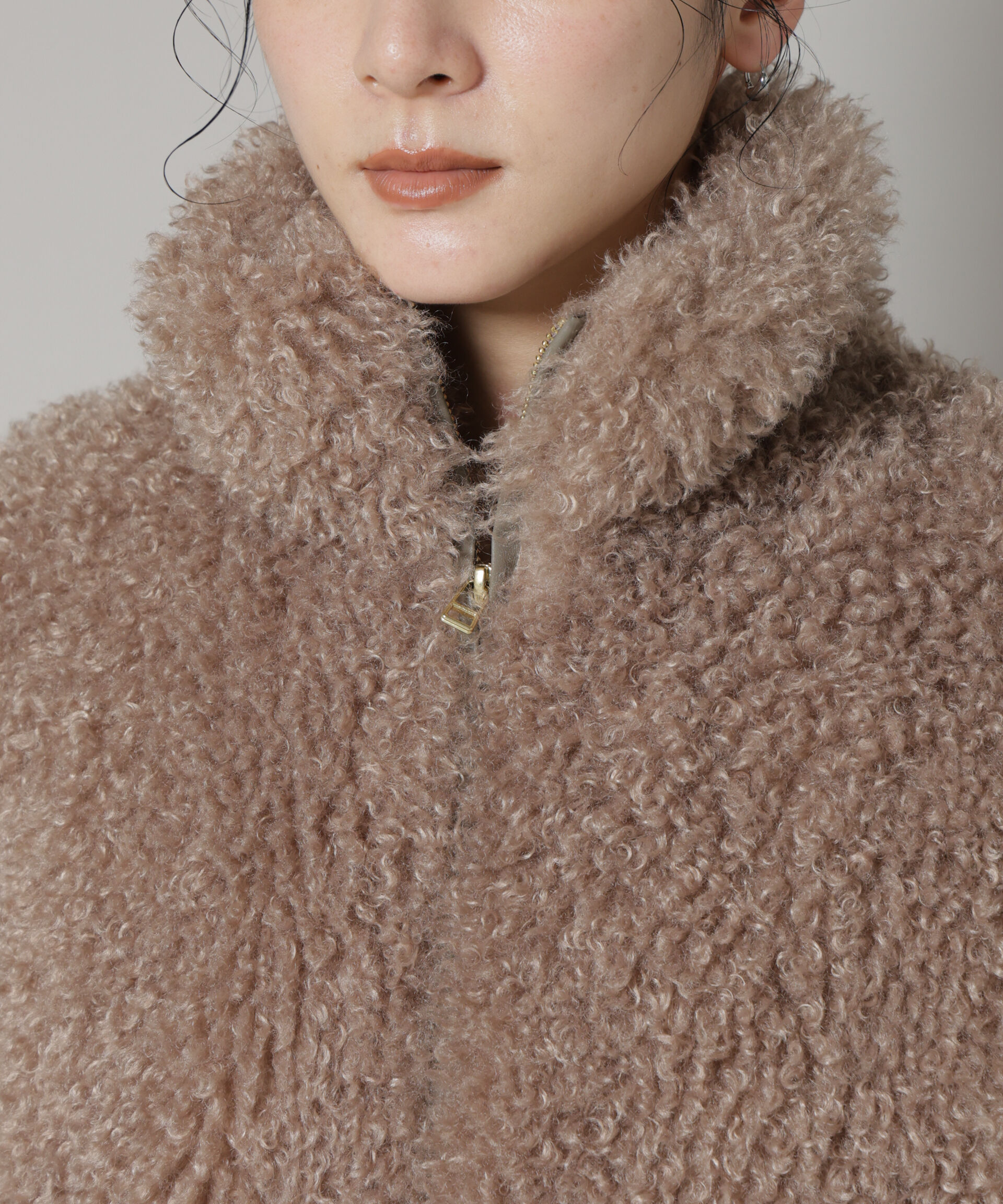 nano･universe「カーリーファースタンドブルゾン」|ブルゾン・スタジャン|