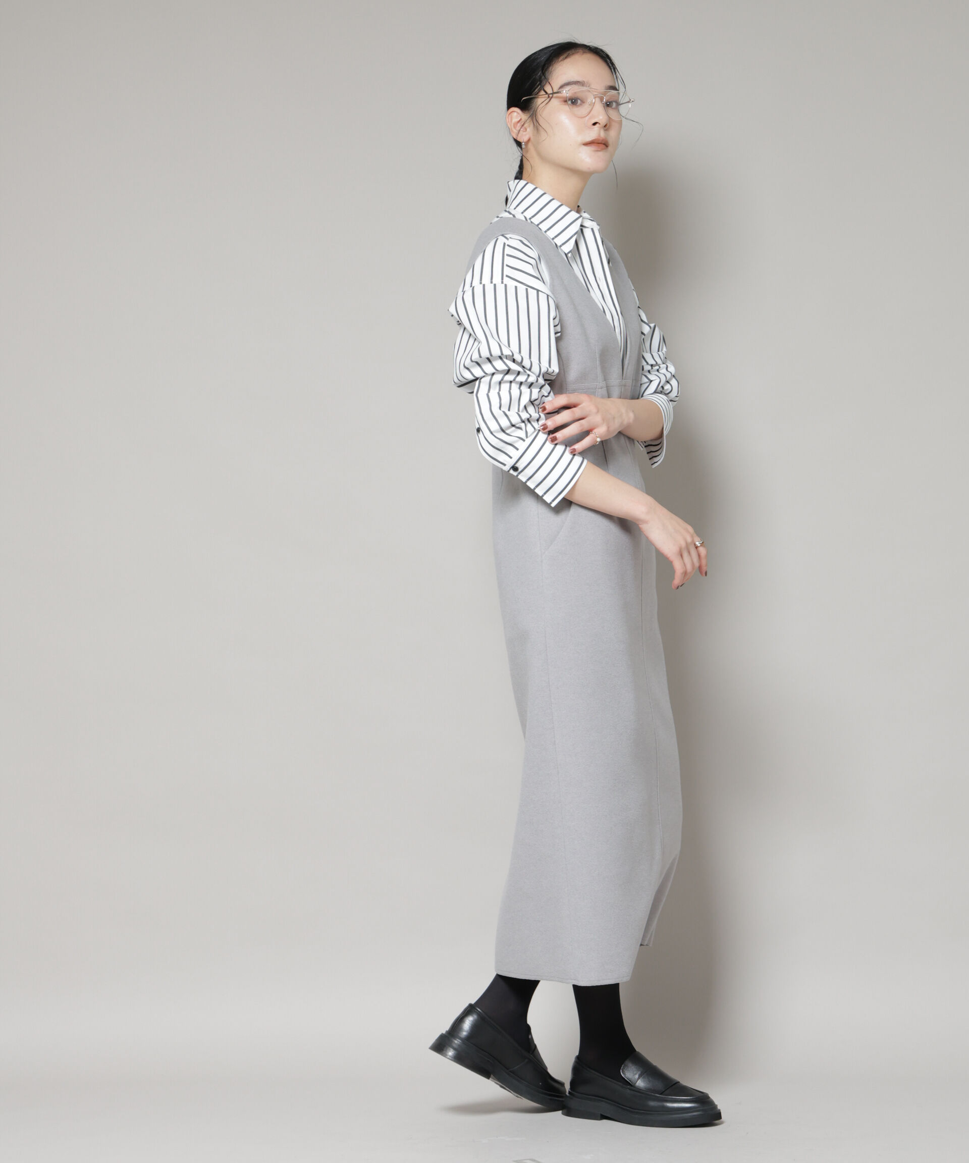 nano･universe「ニードルジャージーVネックワンピース」|ワンピース|