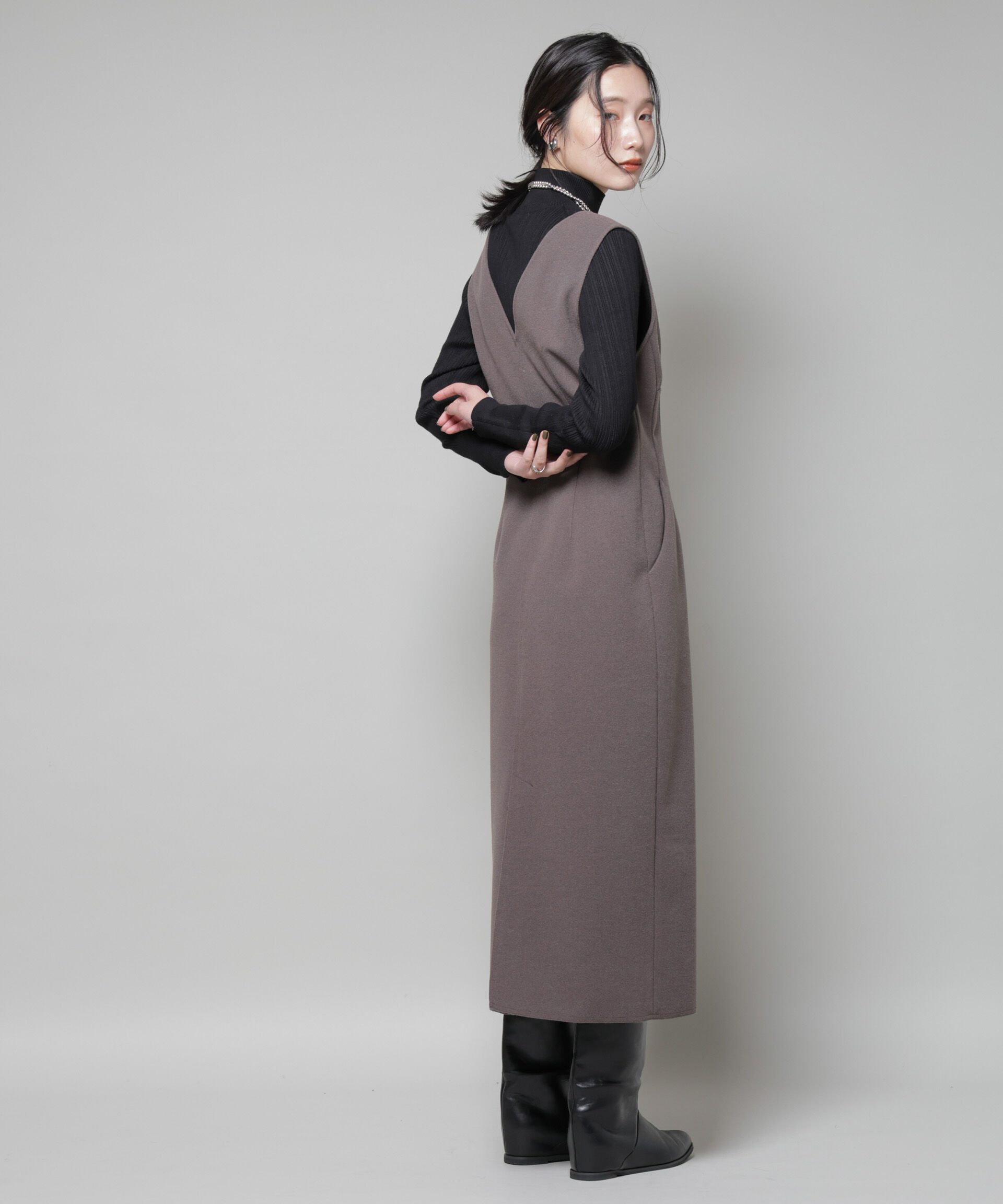 nano･universe「ニードルジャージーVネックワンピース」|ワンピース|