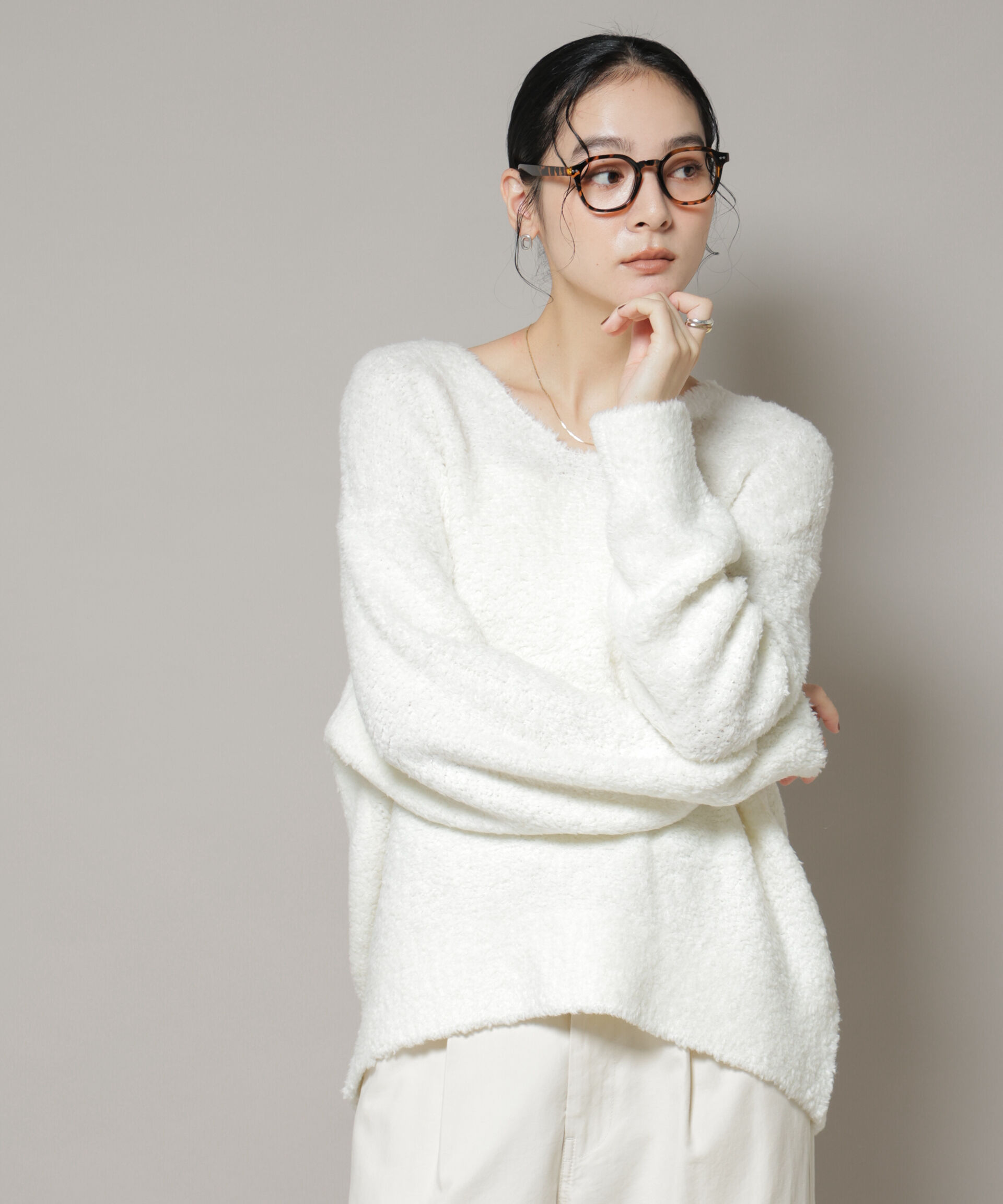 nano･universe「ウールフェザーVネックニットプルオーバー」|ニット・セーター|