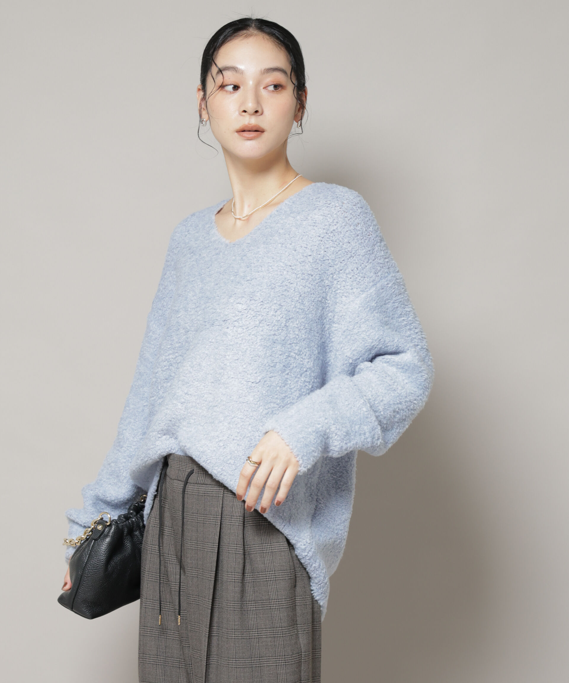 nano･universe「ウールフェザーVネックニットプルオーバー」|ニット・セーター|L.ブルー1