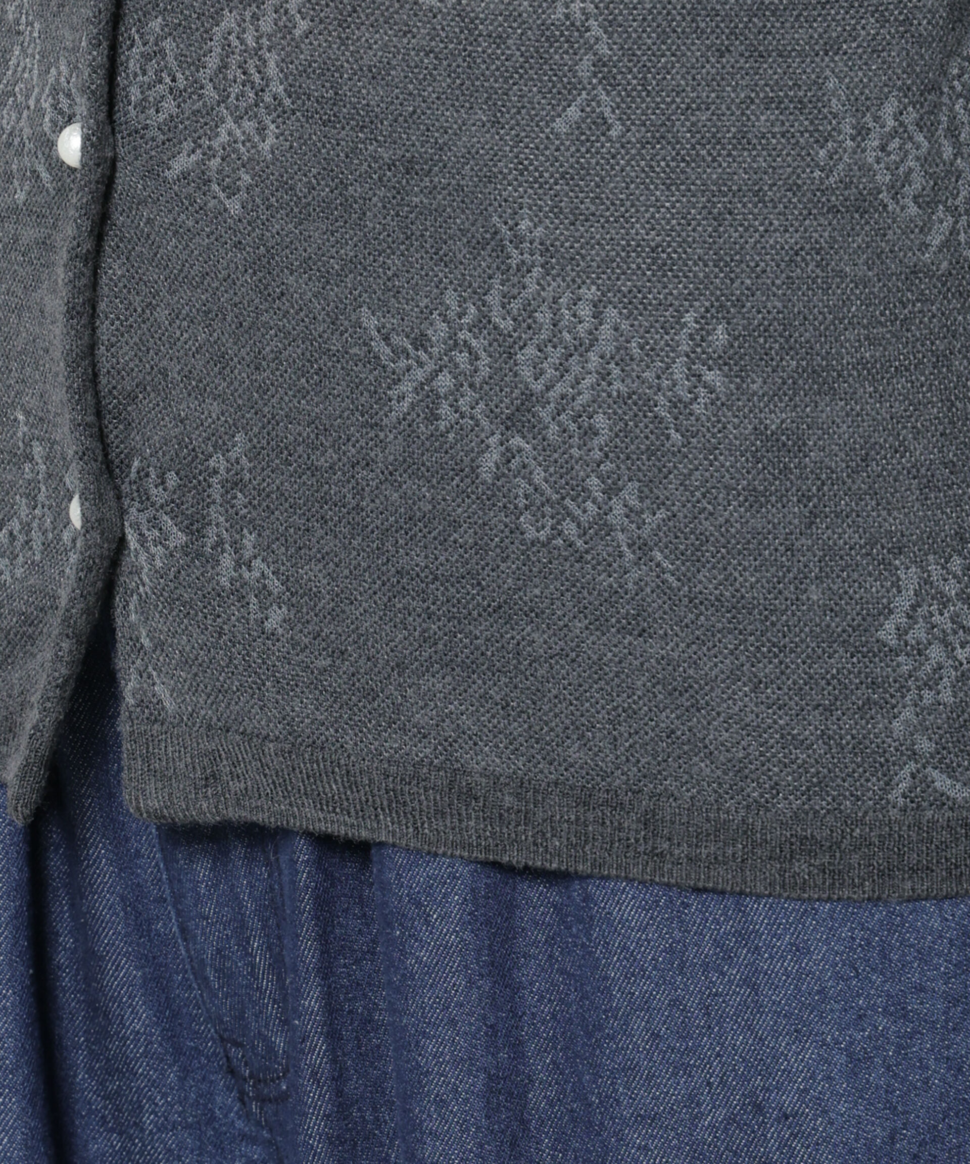 nano･universe「レースジャカード長袖ポロカーディガン」|ニット・セーター|