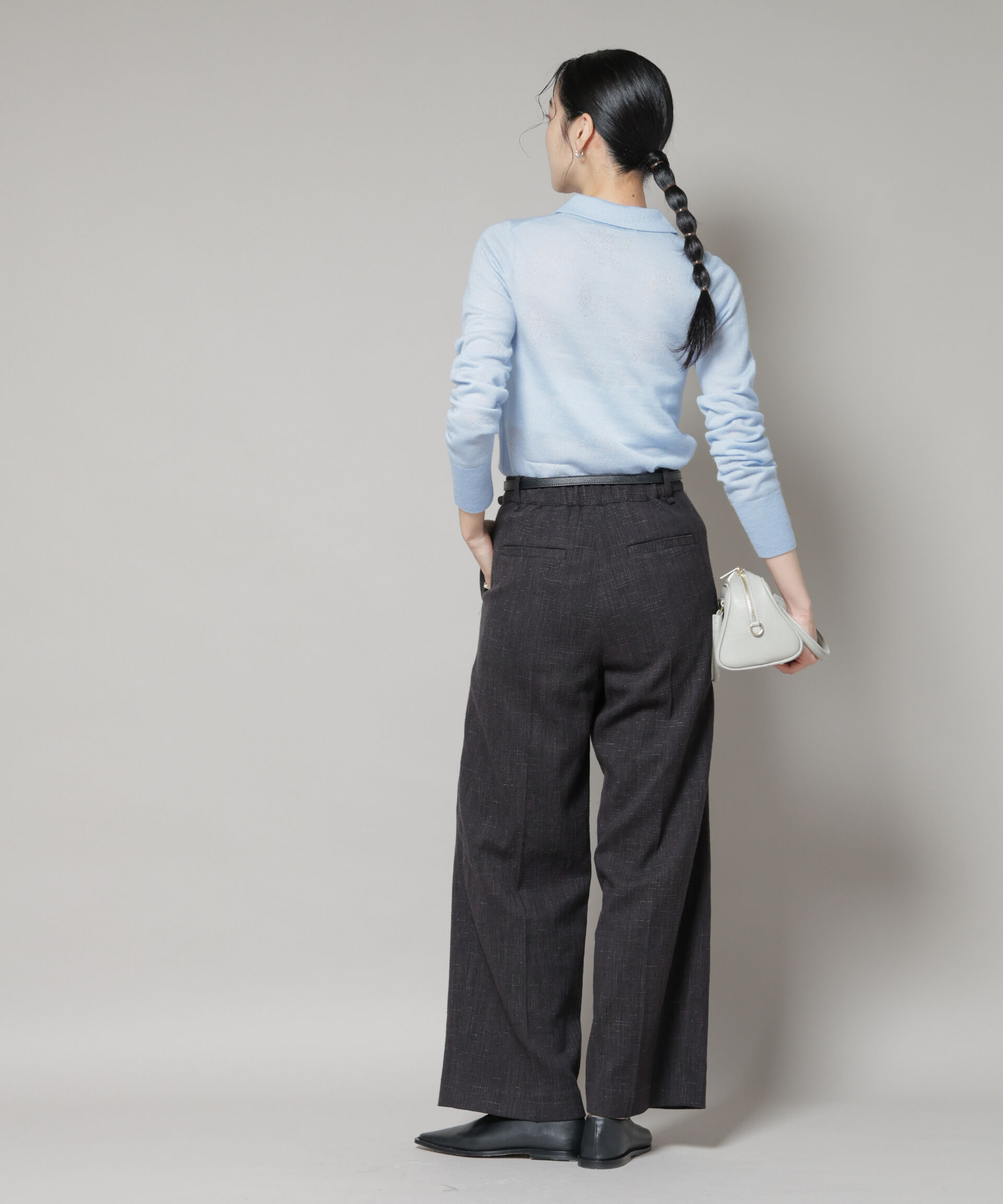 nano･universe「レースジャカード長袖ポロカーディガン」|ニット・セーター|