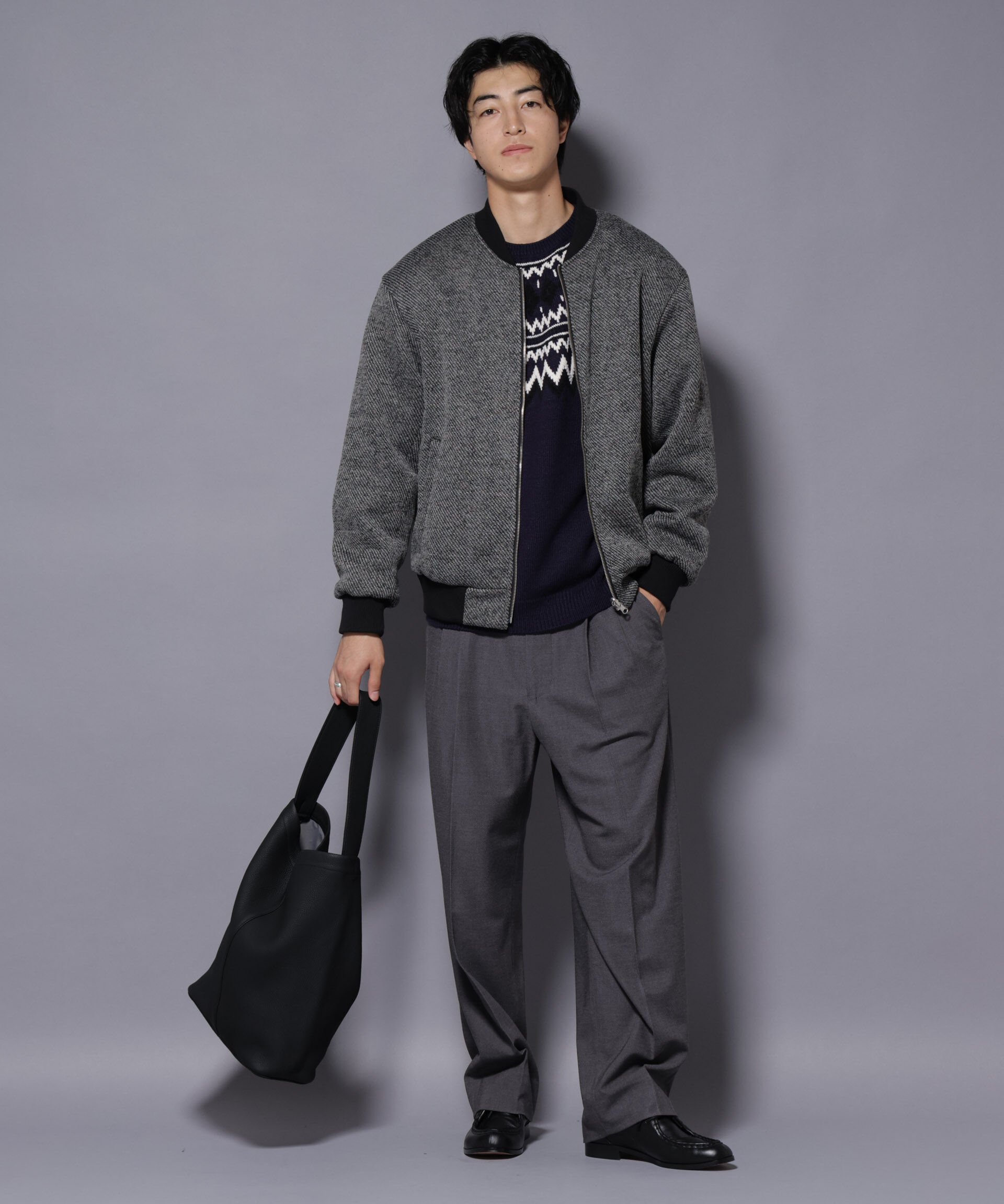 nano･universe「ニットフリースZIPブルゾン(セットアップ可)」|ブルゾン・スタジャン|