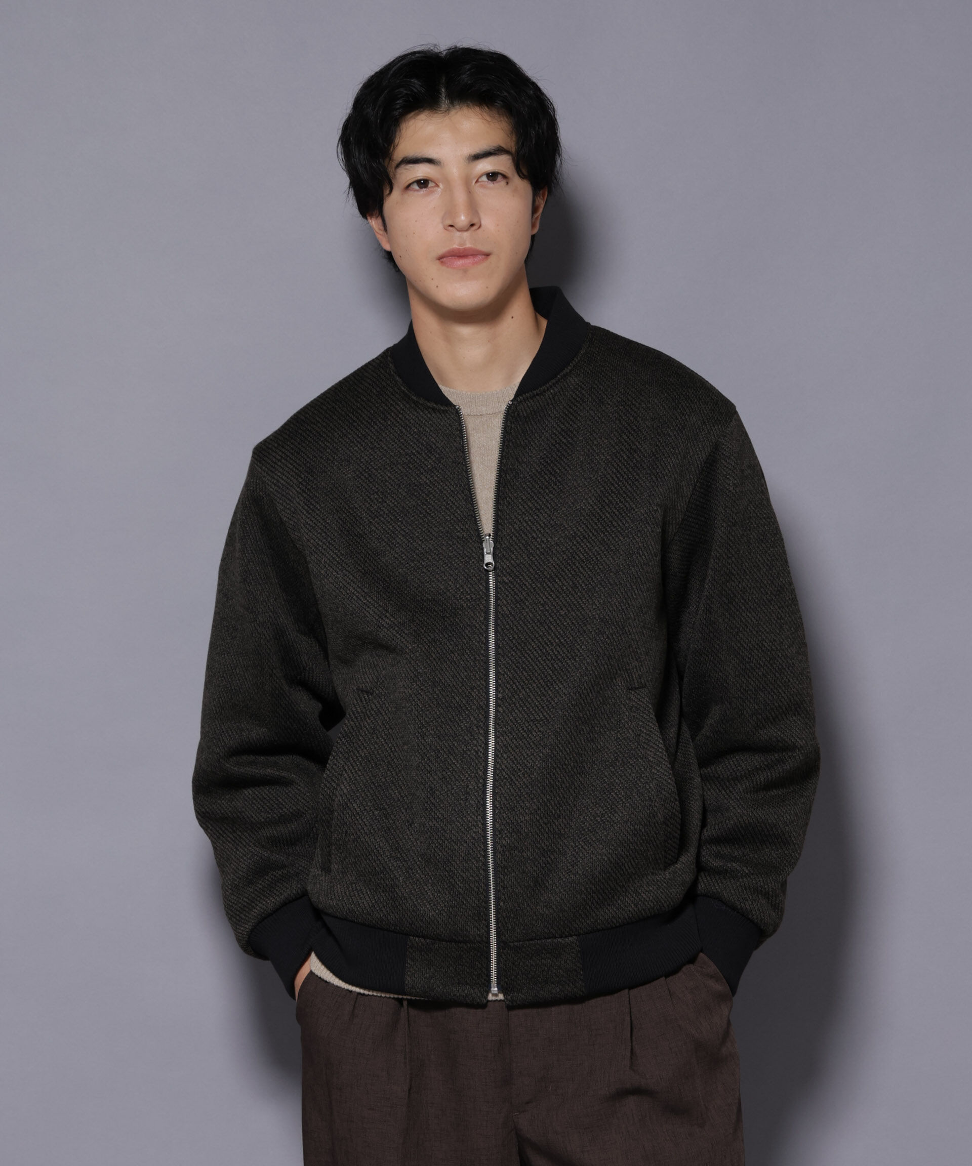nano･universe「ニットフリースZIPブルゾン(セットアップ可)」|ブルゾン・スタジャン|D.グレー2