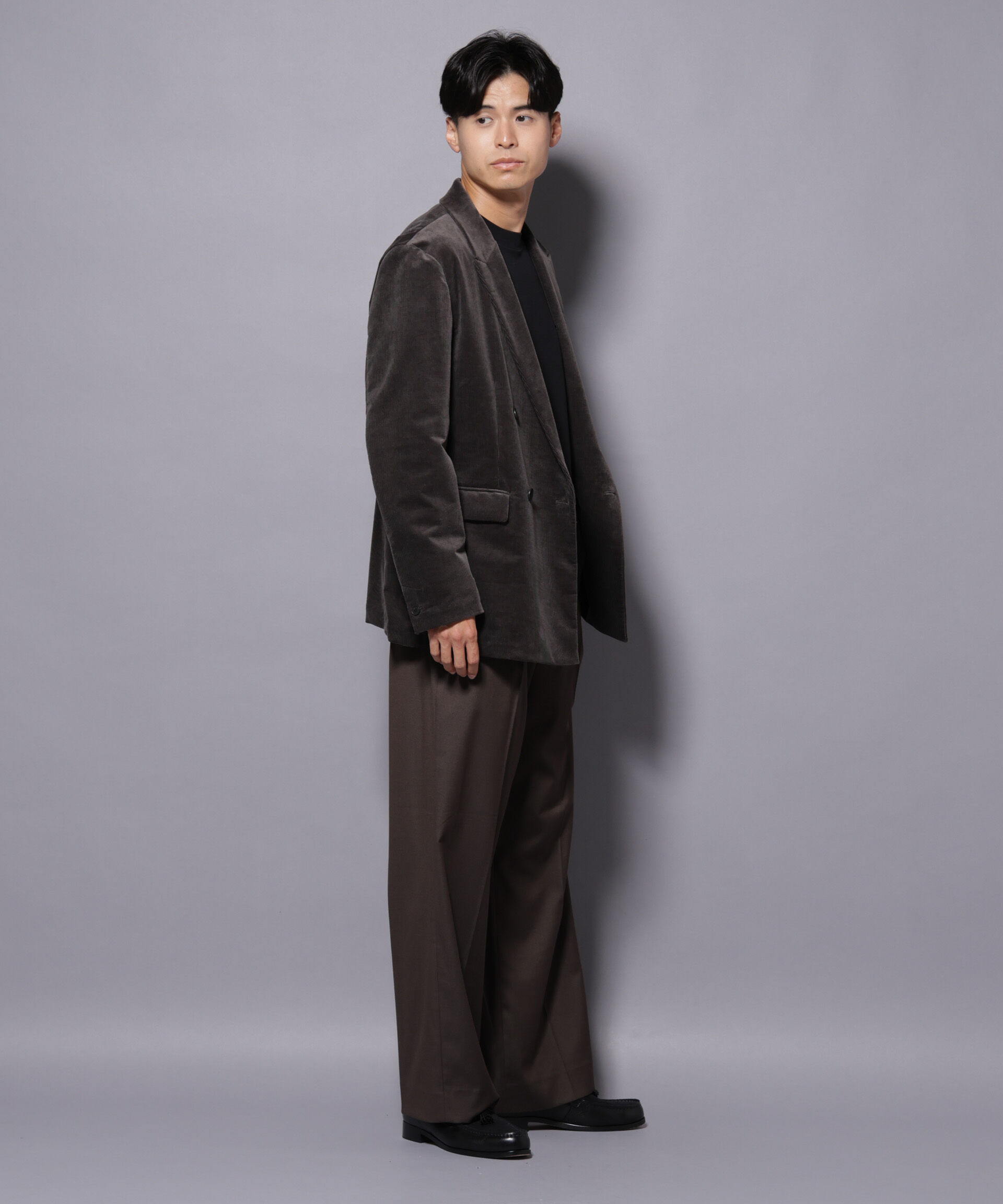 nano･universe「AIRコーデュロイ ダブルブレストジャケット/STRETCH（セットアップ可）」|テーラードジャケット|