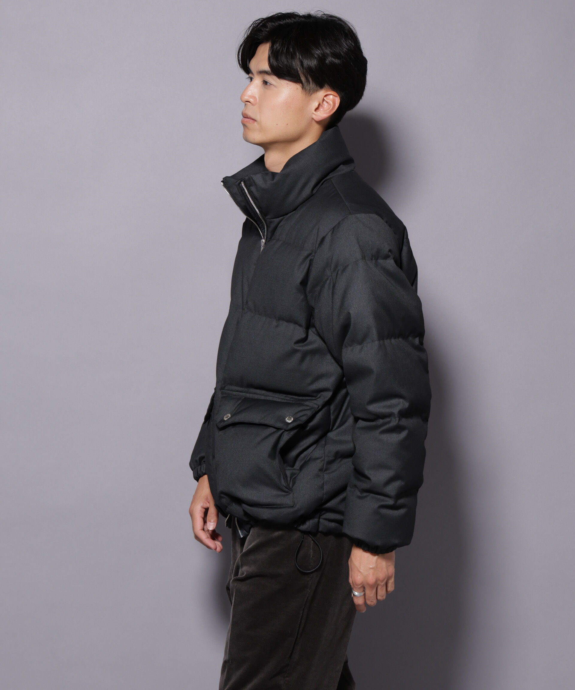 nano･universe「DELEGANTE エアリーサキソニー／グレンチェックTAIONダウンジャケット」|ダウン|