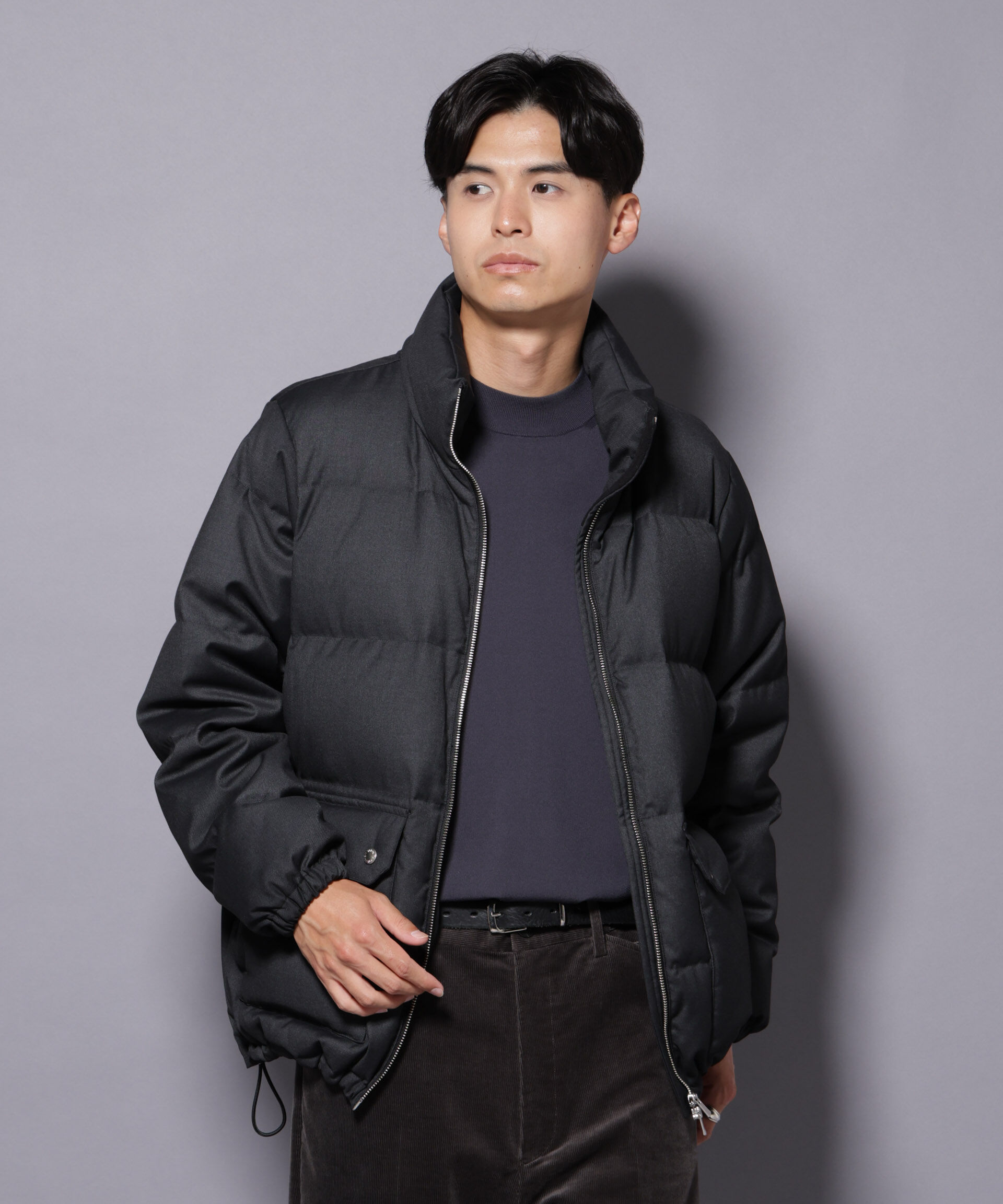 nano･universe「DELEGANTE エアリーサキソニー／グレンチェックTAIONダウンジャケット」|ダウン|