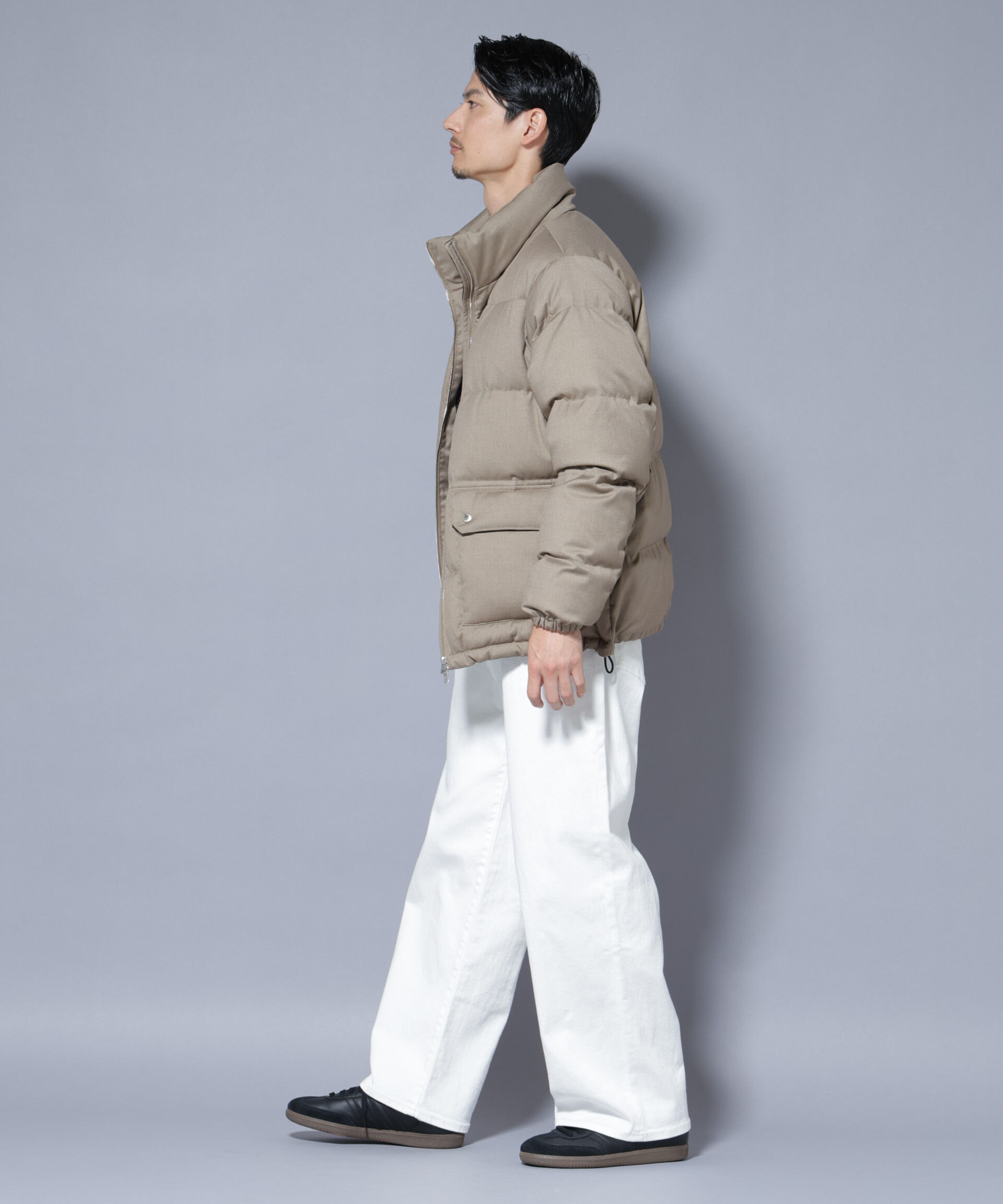 nano･universe「DELEGANTE エアリーサキソニー／グレンチェックTAIONダウンジャケット」|ダウン|