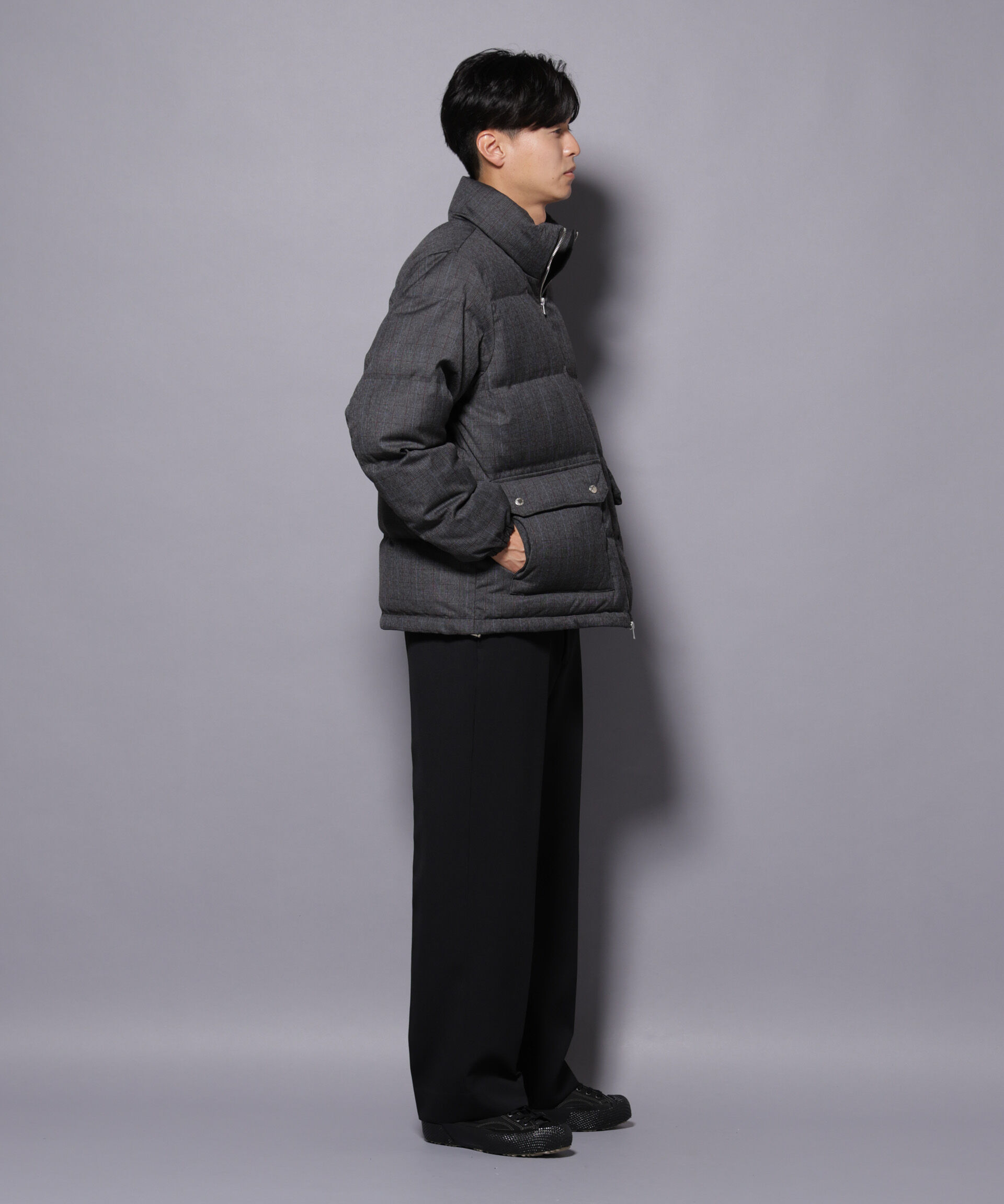 nano･universe「DELEGANTE エアリーサキソニー／グレンチェックTAIONダウンジャケット」|ダウン|