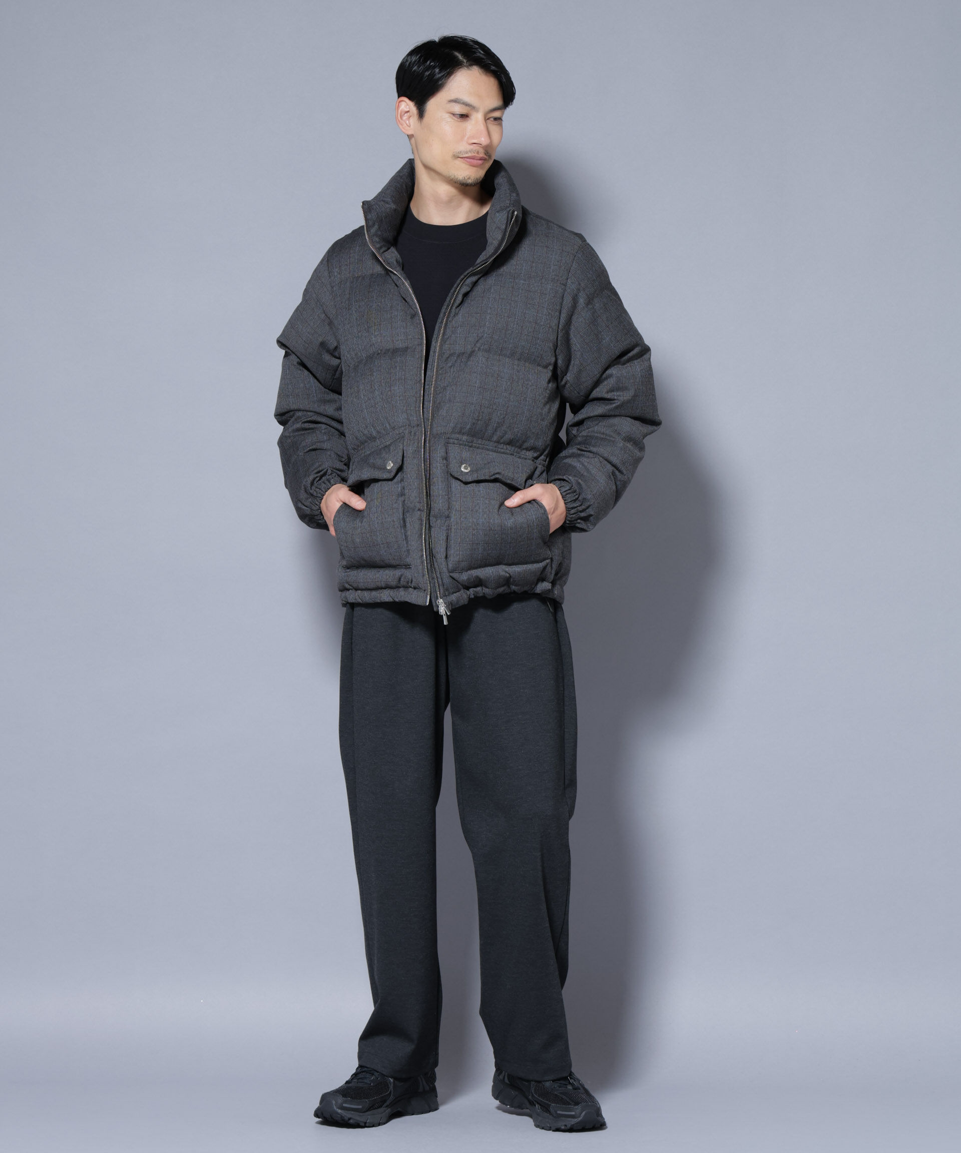 nano･universe「DELEGANTE エアリーサキソニー／グレンチェックTAIONダウンジャケット」|ダウン|