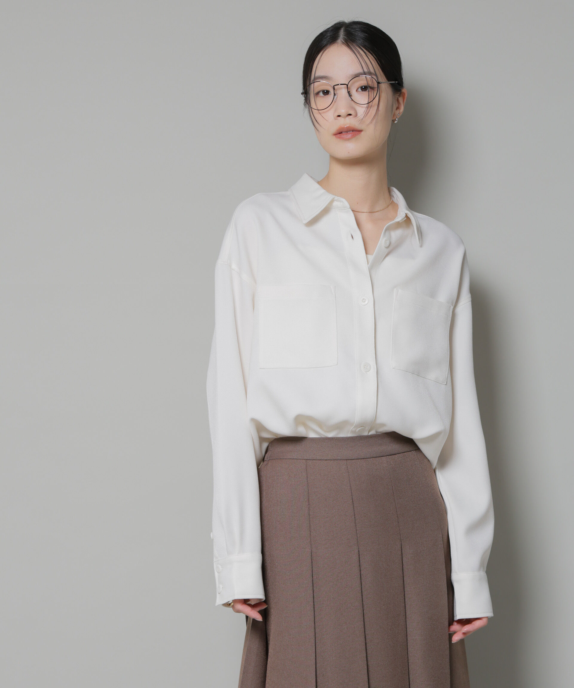 nano･universe「ウールライクポリエステルワイドシルエットシャツ(セットアップ可)」|シャツ・ブラウス|