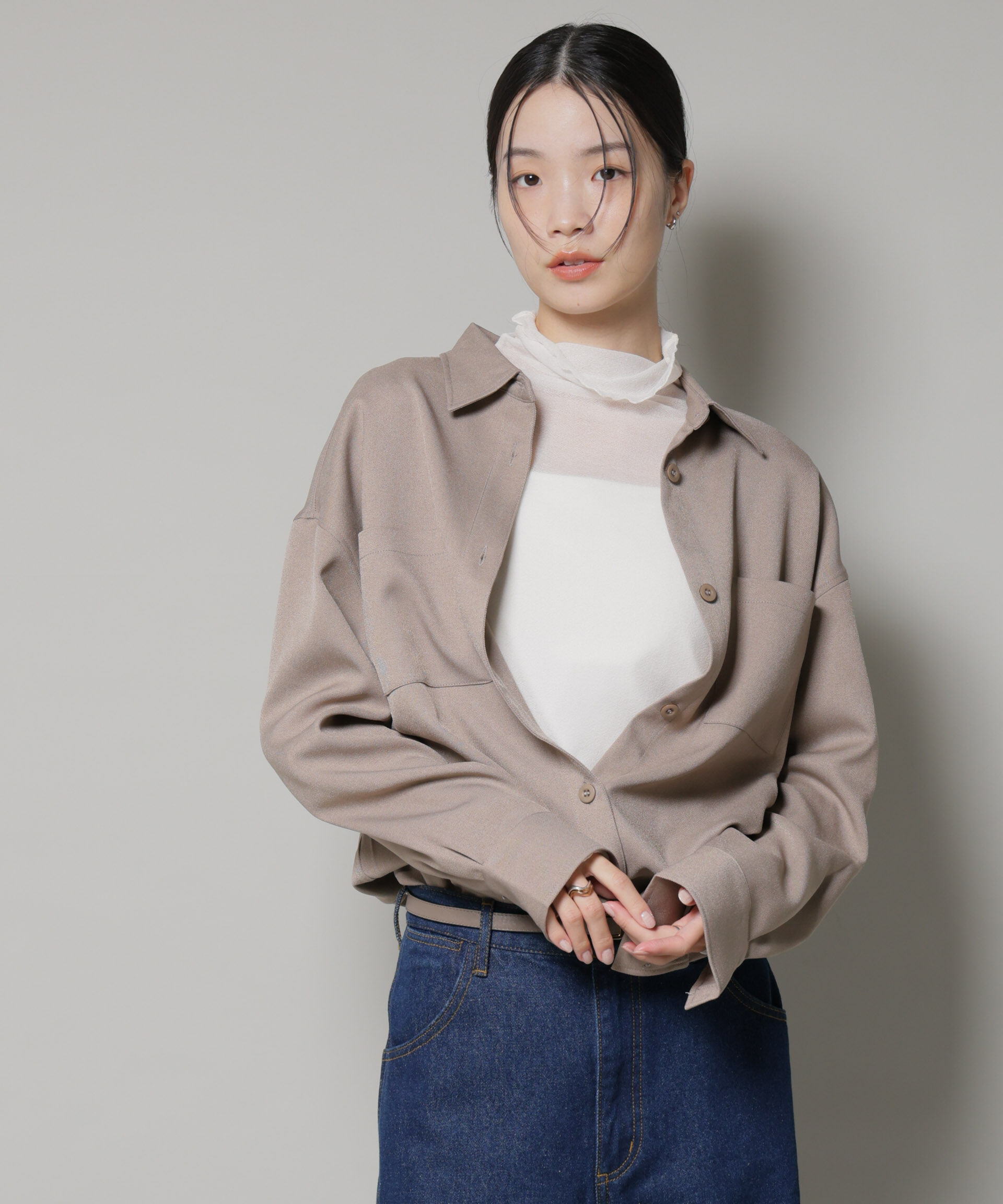 nano･universe「ウールライクポリエステルワイドシルエットシャツ(セットアップ可)」|シャツ・ブラウス|