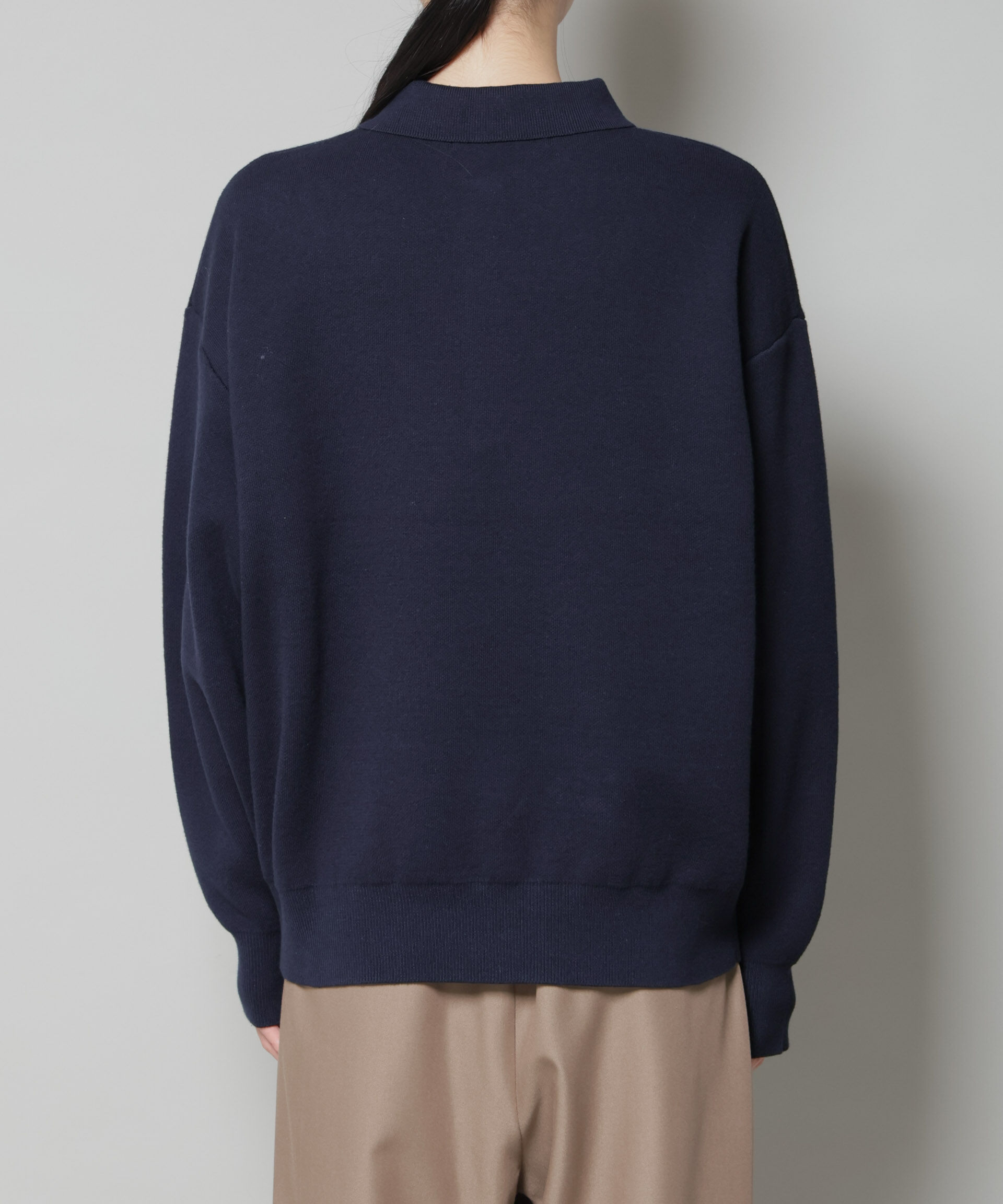 nano･universe「スウェットライク衿付きボタンニット」|ニット・セーター|