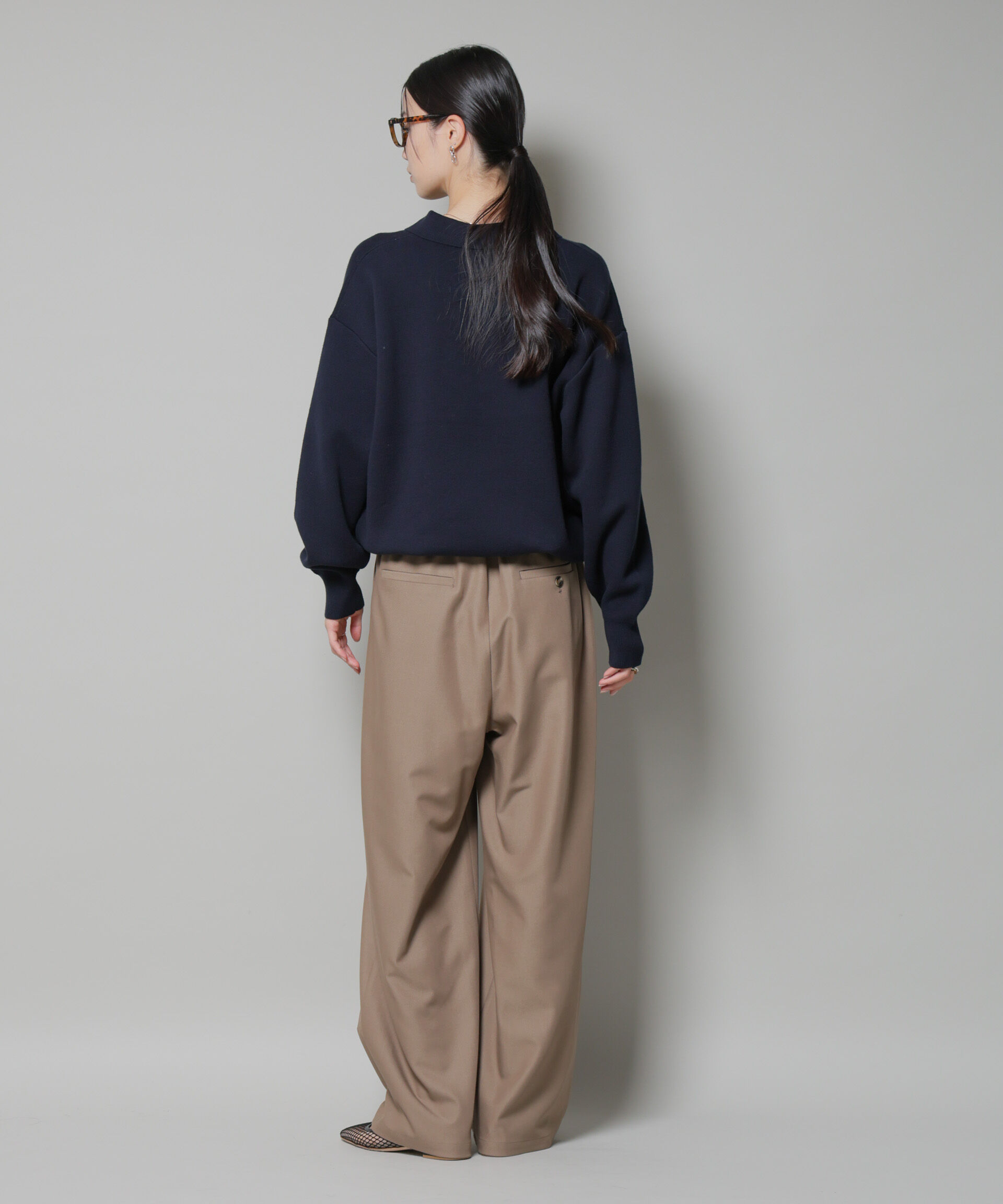 nano･universe「スウェットライク衿付きボタンニット」|ニット・セーター|