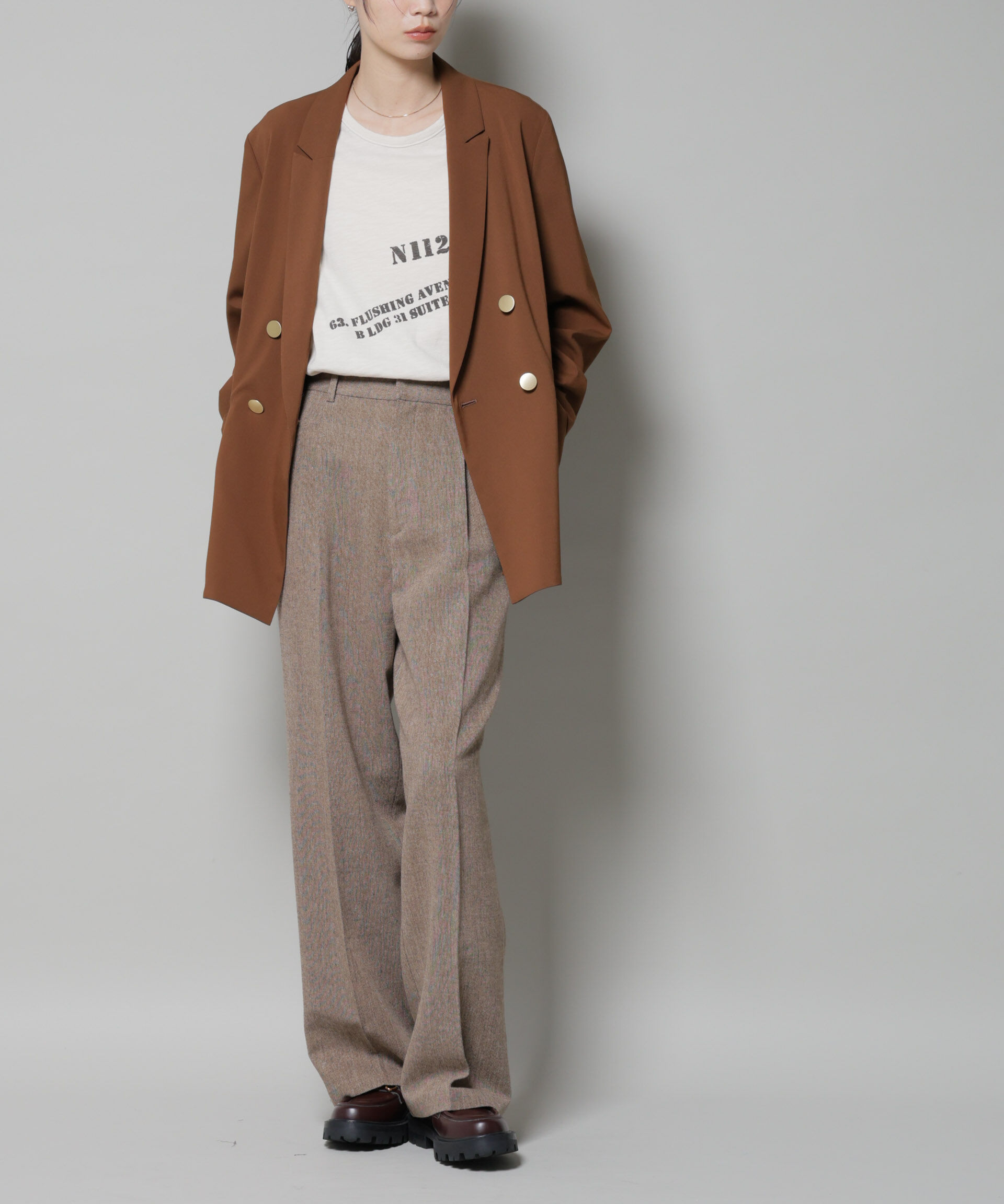 nano･universe「ツイードワンタックパンツ」|チノ|ベージュ