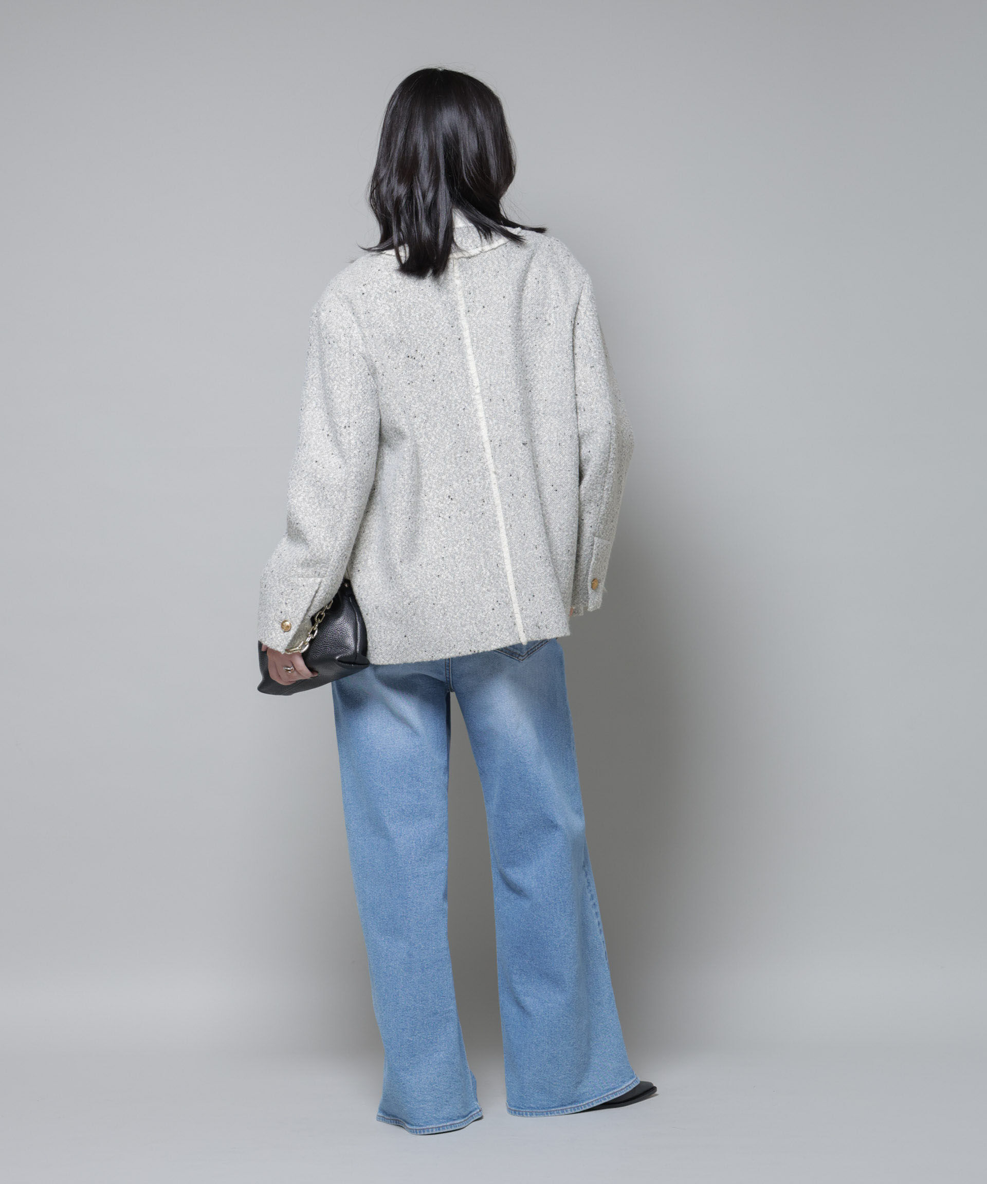 nano･universe「ネップツイードノーカラージャケット」|テーラードジャケット|