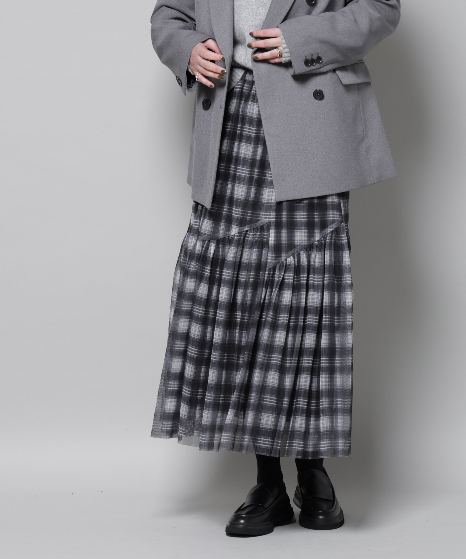 nano･universe「オンブレーチェックチュールスカート」|スカート|