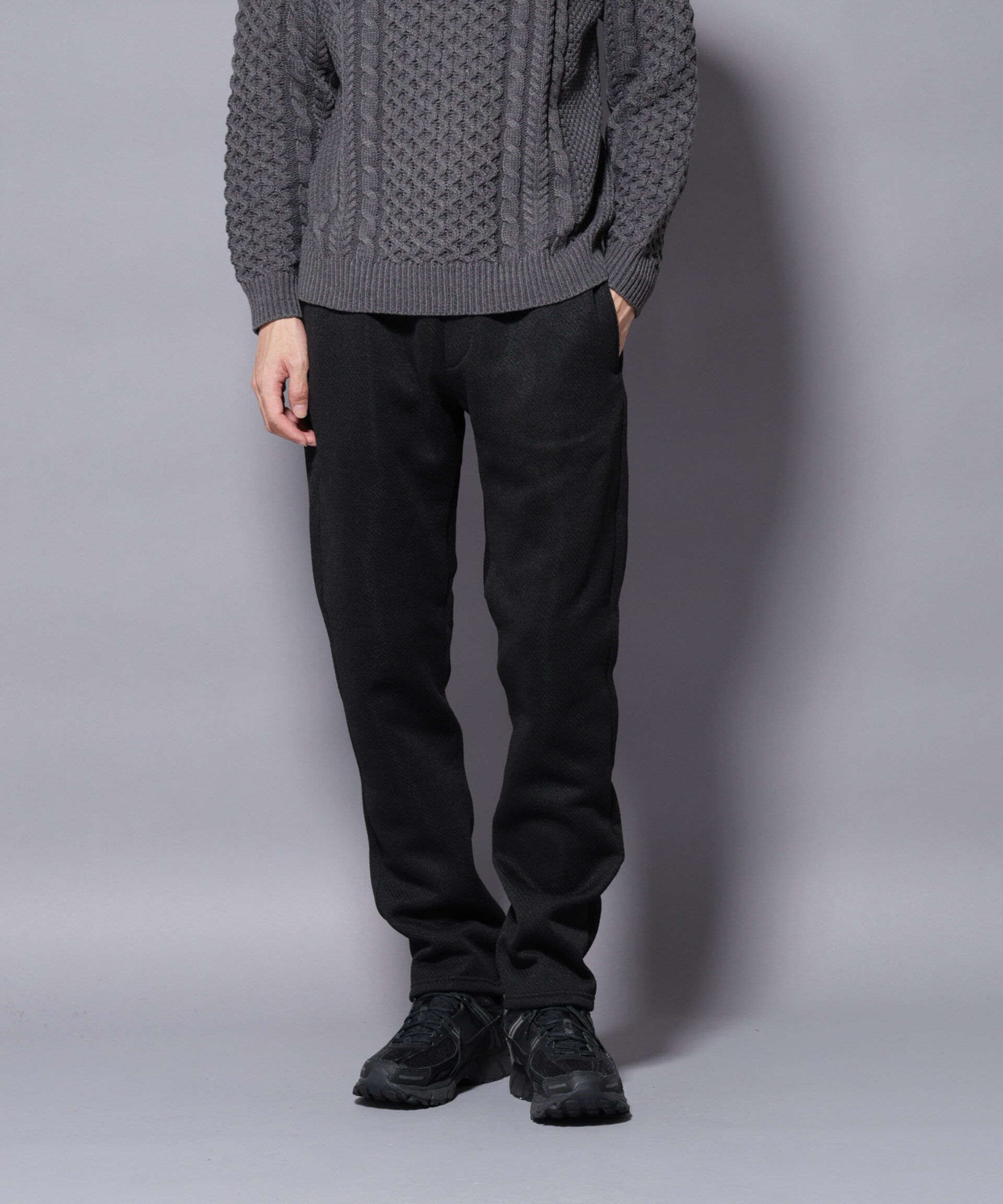 nano･universe「ニットフリースイージーパンツ(セットアップ可)」|チノ|ブラック