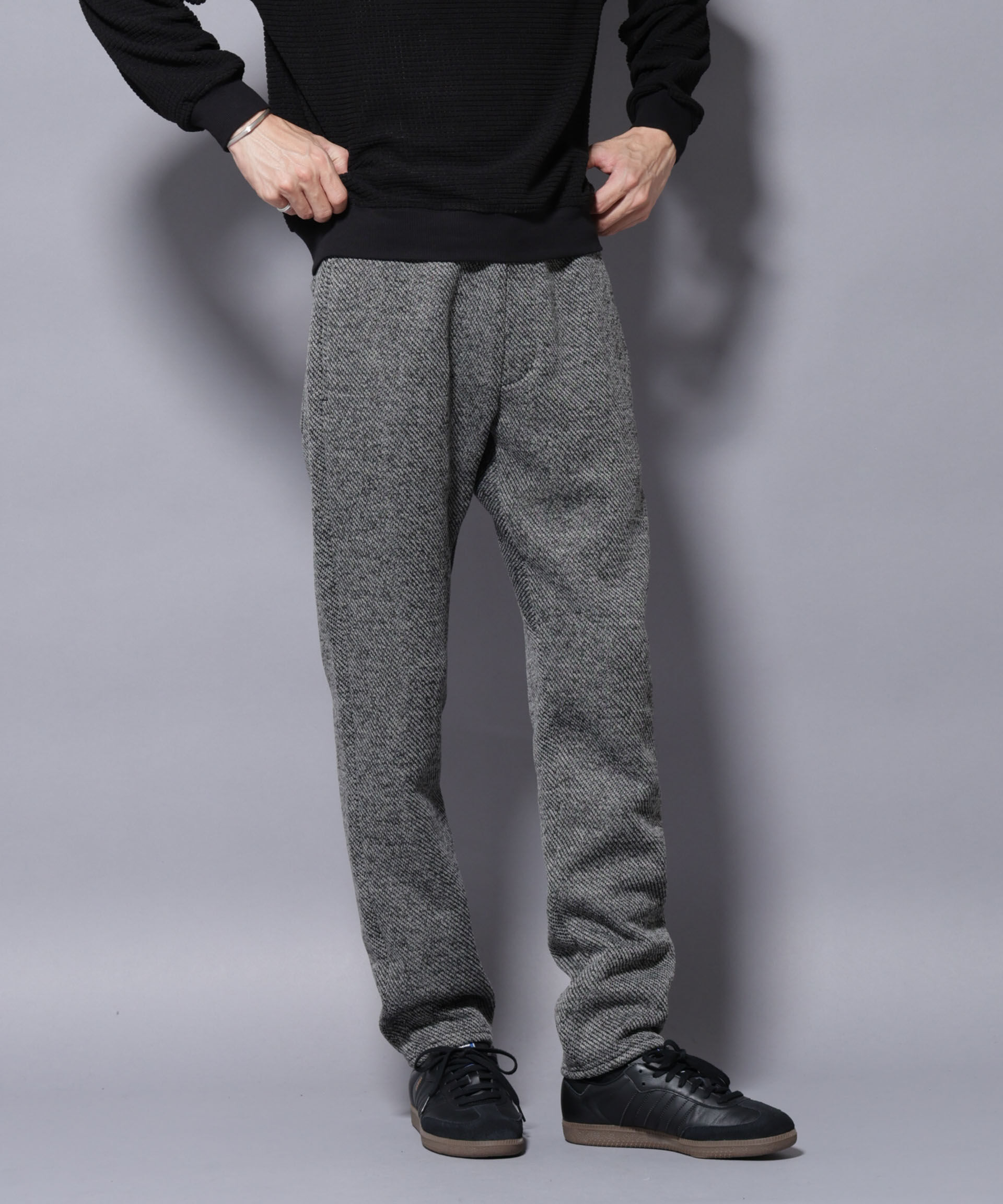 nano･universe「ニットフリースイージーパンツ(セットアップ可)」|チノ|グレー