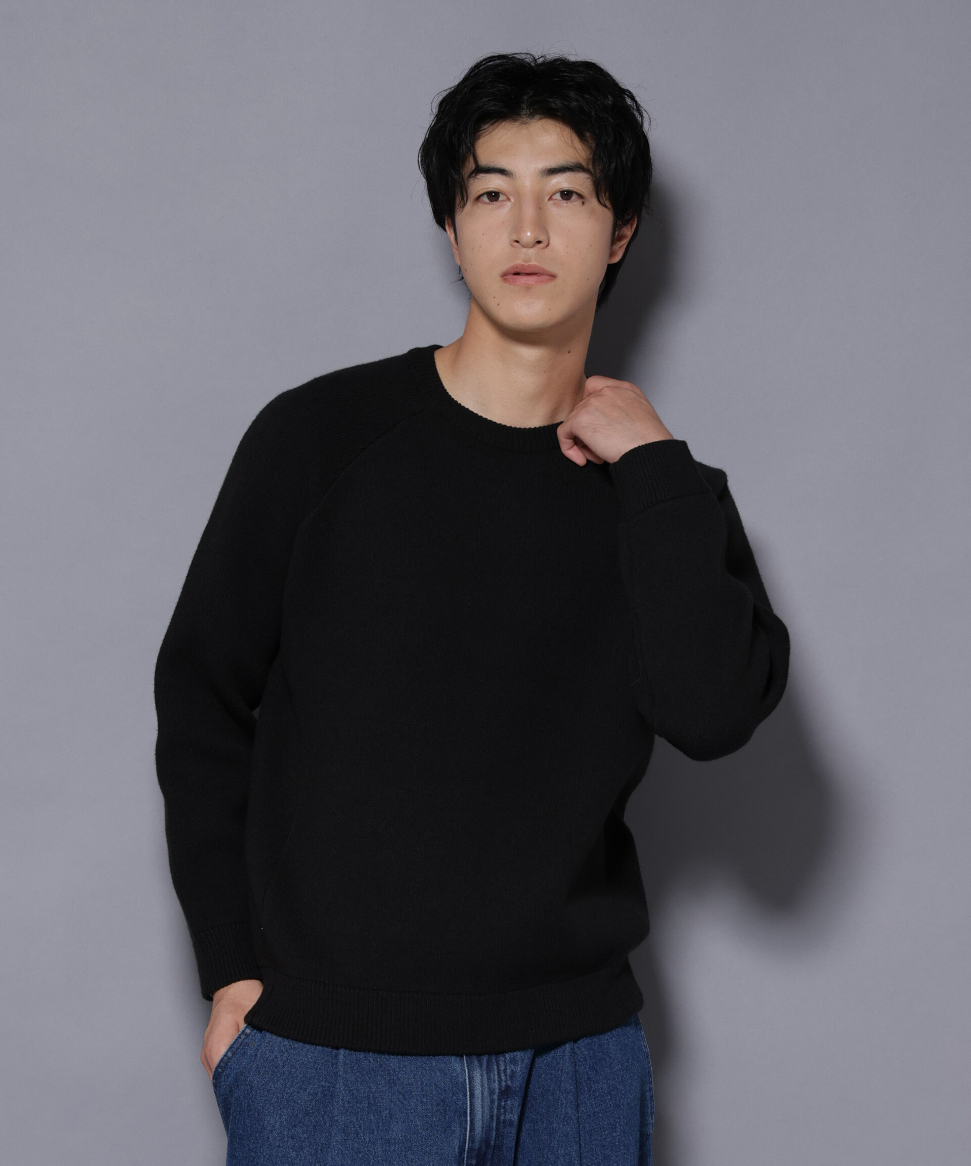 nano･universe「ウォッシャブル ダブルフェイスニット」|ニット・セーター|ブラック