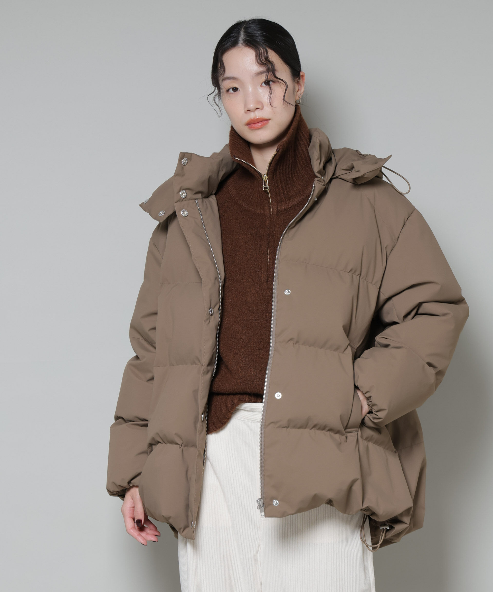 nano･universe「Aラインミドルダウンコート」|ダウン|カーキブラウ 4