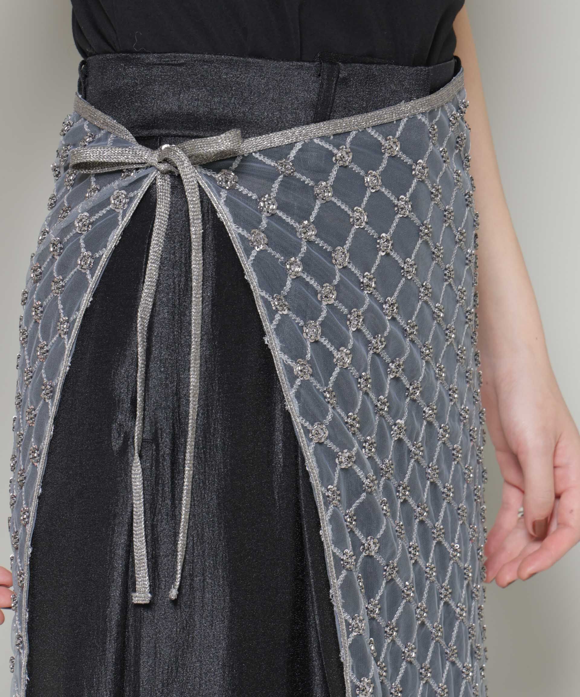 nano･universe「スパンコールビーズ刺繍ラップスカート」|スカート|