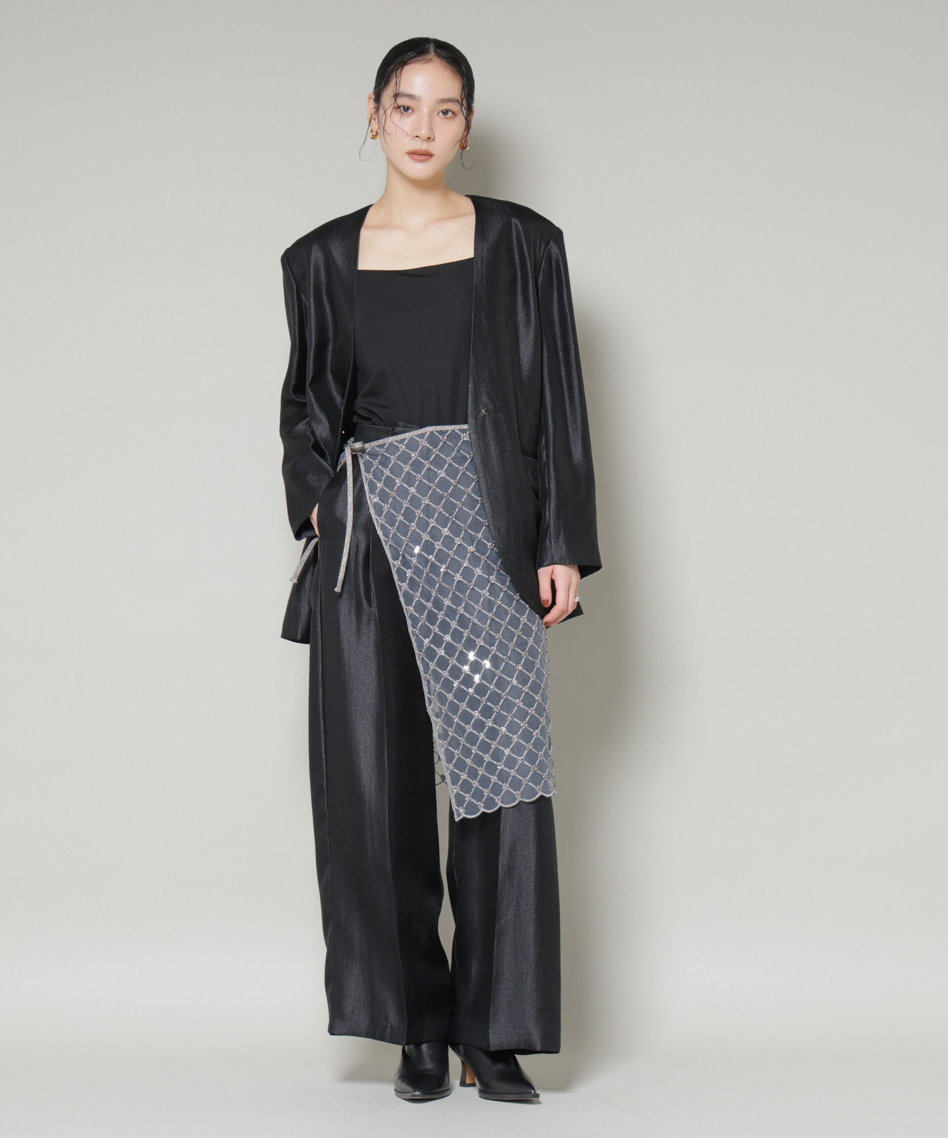 nano･universe「スパンコールビーズ刺繍ラップスカート」|スカート|