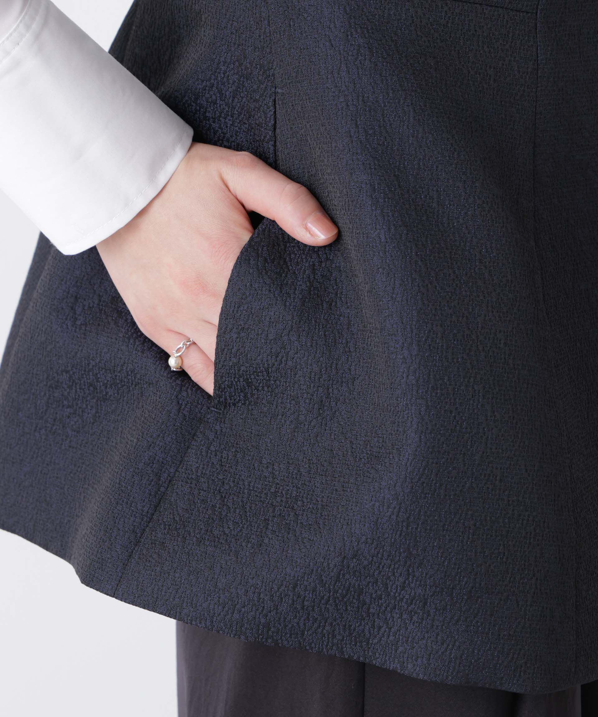 nano･universe「ジャガードペプラムジレ(セットアップ可)」|テーラードジャケット|