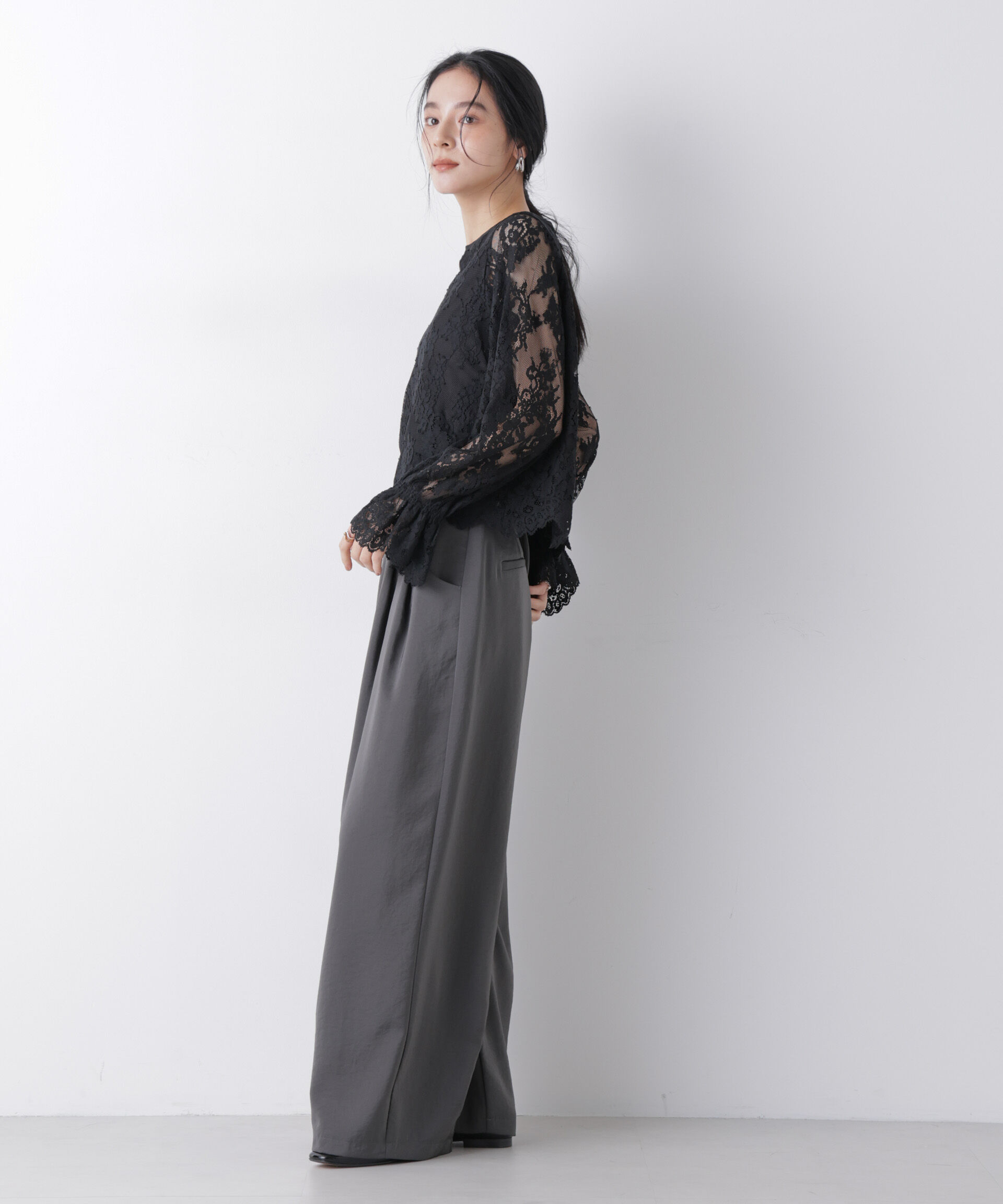 nano･universe「レーススカラップブラウス」|シャツ・ブラウス|