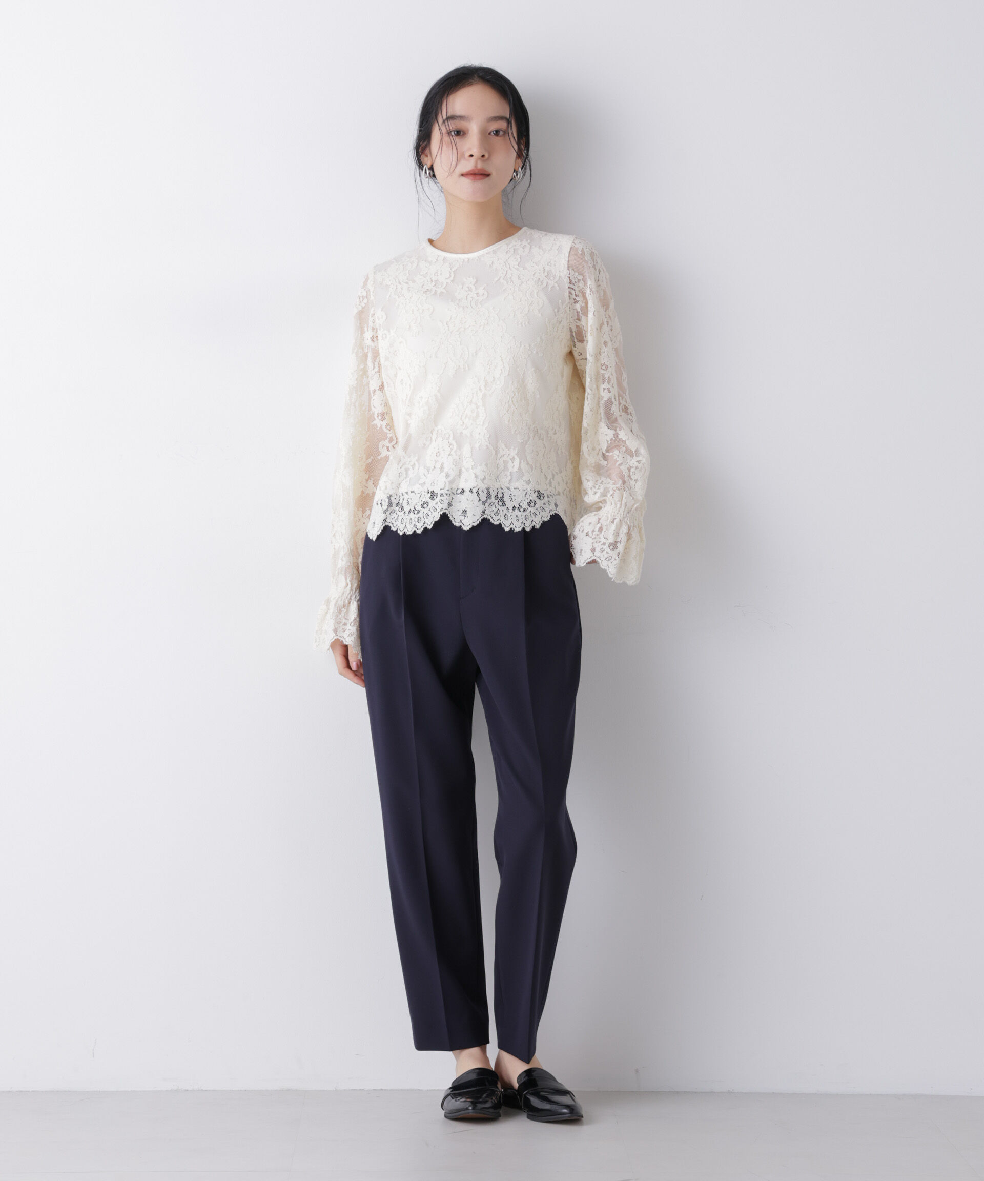 nano･universe「レーススカラップブラウス」|シャツ・ブラウス|