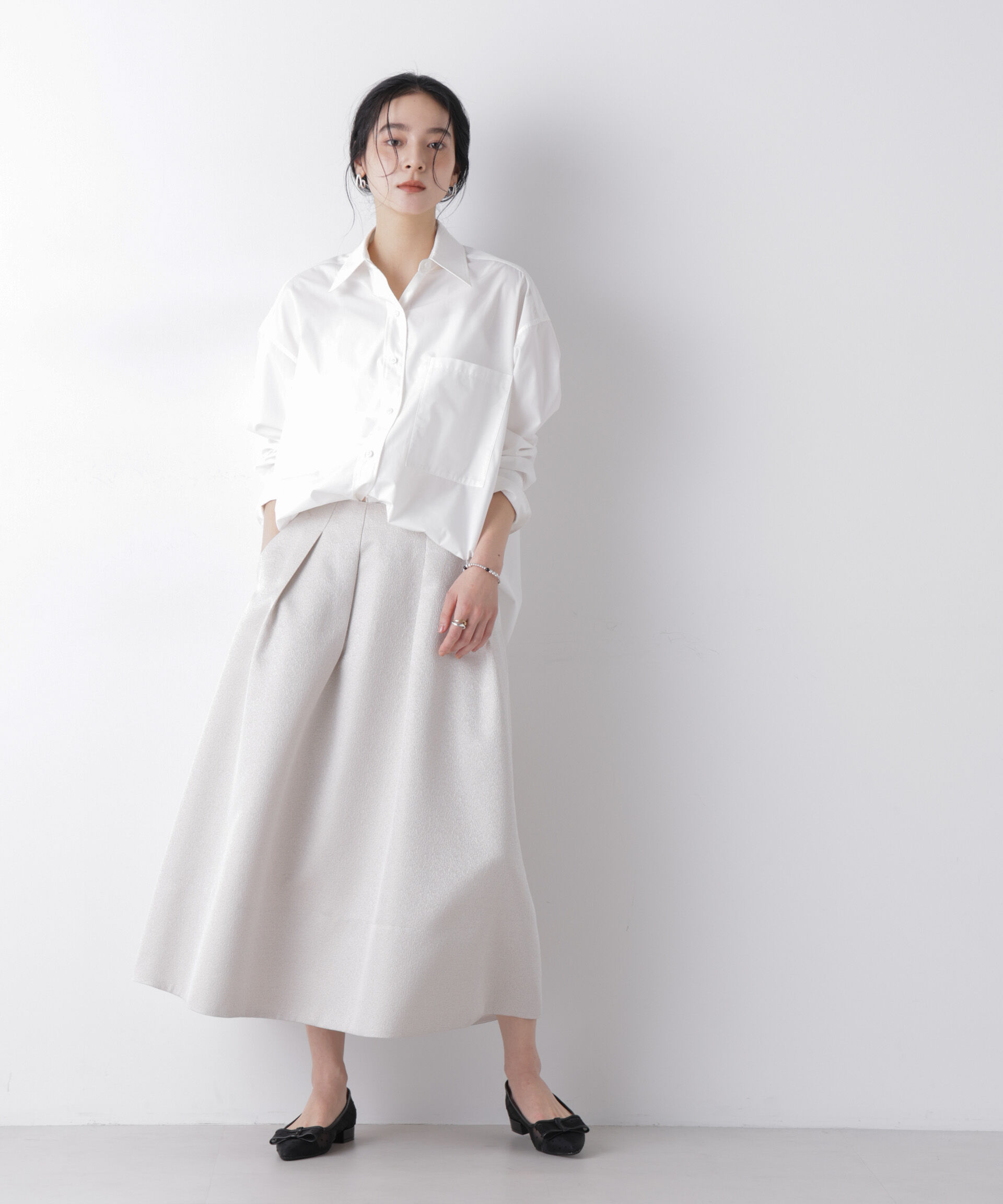 nano･universe「ジャガードボリュームタックスカート(セットアップ可)」|スカート|