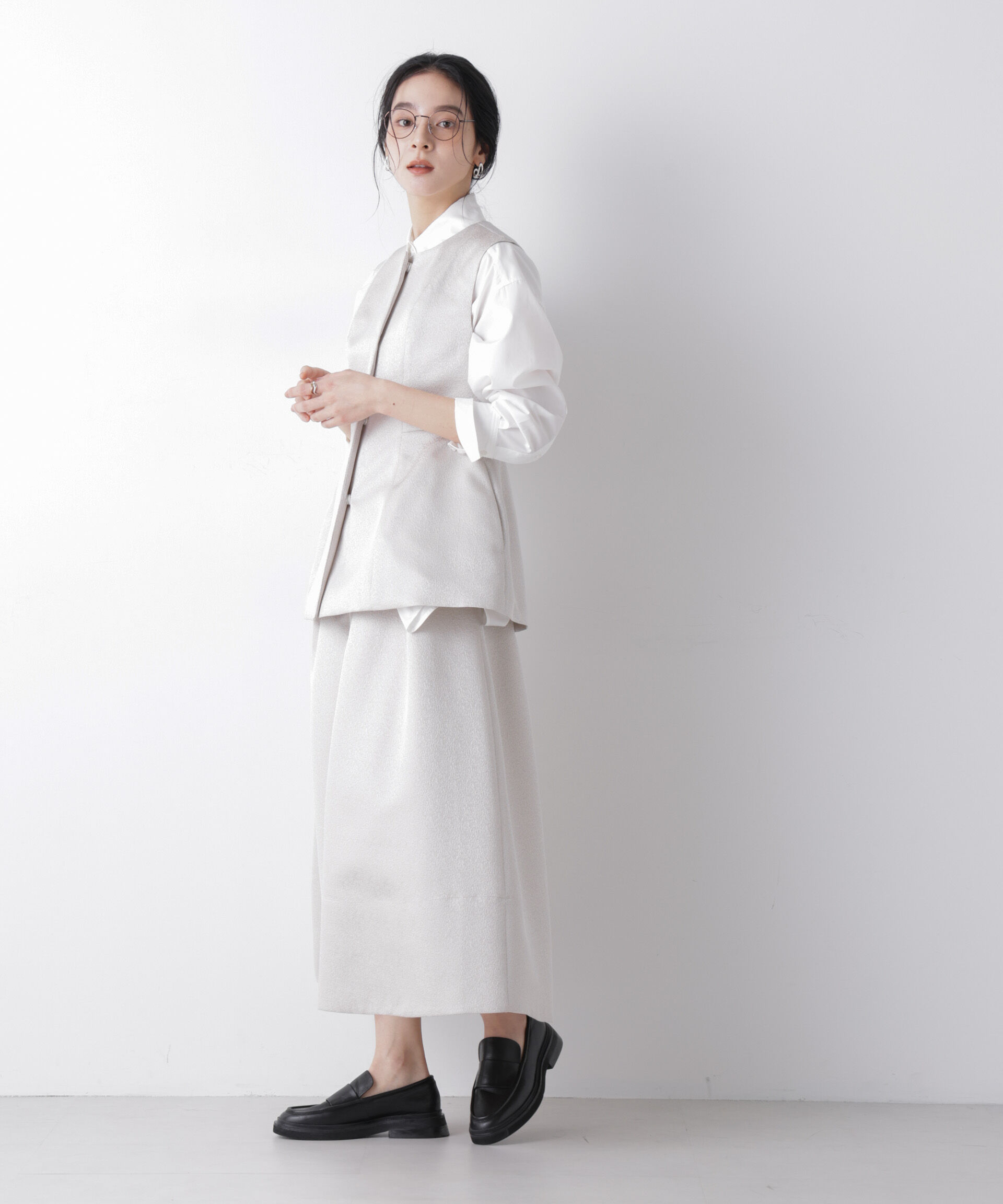 nano･universe「ジャガードボリュームタックスカート(セットアップ可)」|スカート|