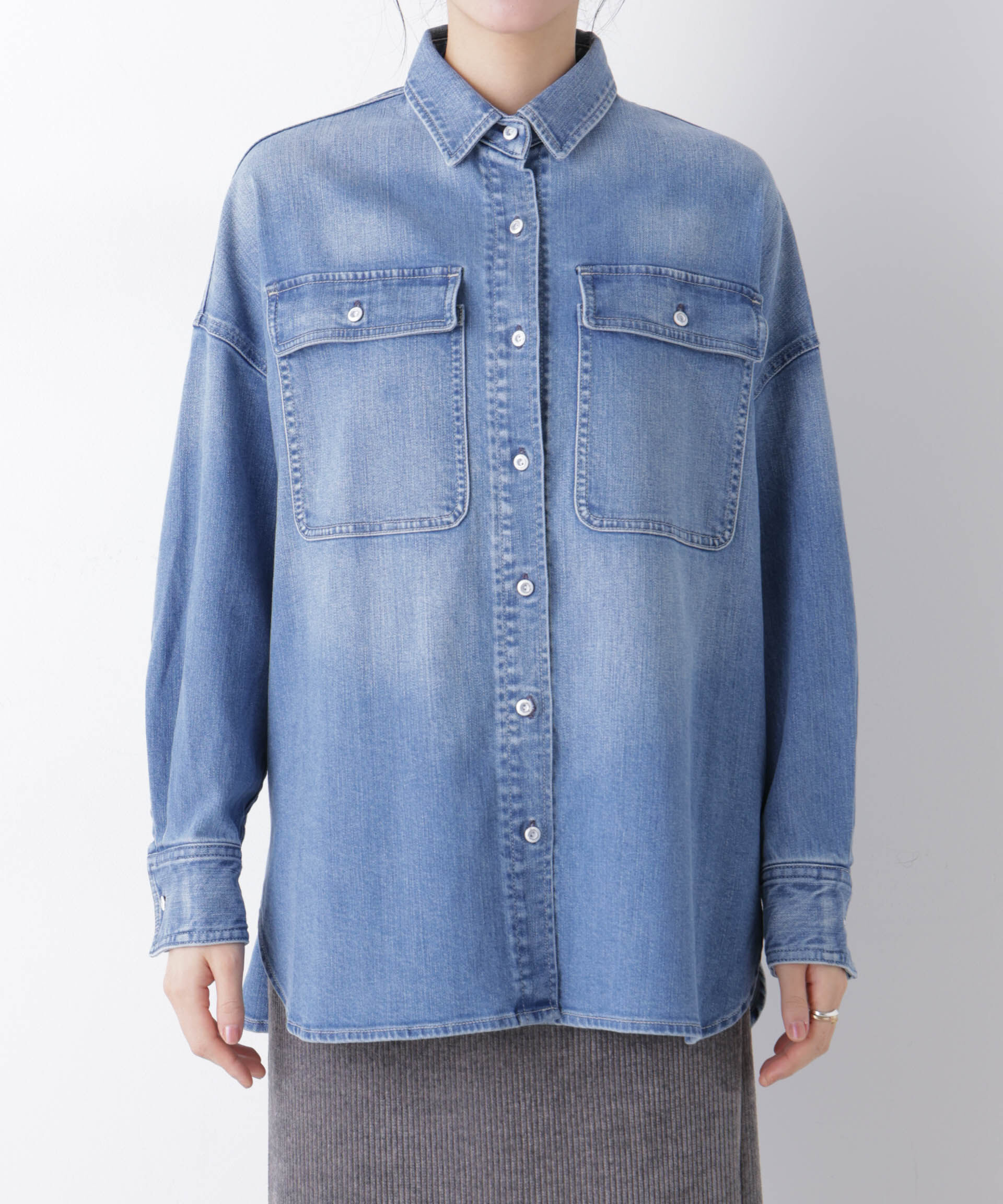 nano･universe「Healthy DENIM/別注 Almond Mid Used」|シャツ・ブラウス|