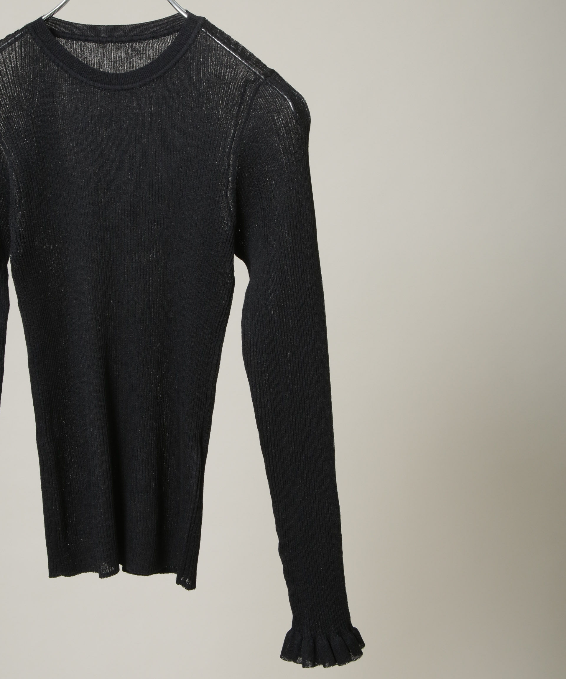 nano･universe「シアーリブフリルカフニット」|ニット・セーター|